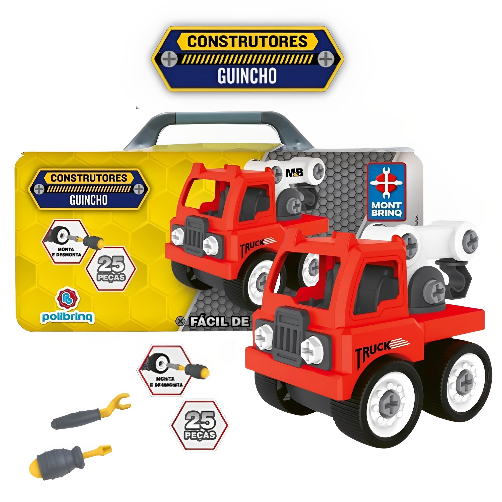 Brinquedo de Montar Construtores (Guicho) Vermelho 25 Peças Polibrinq - BM024