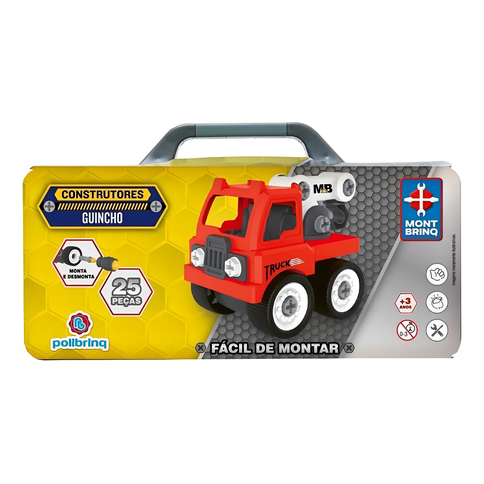 Brinquedo de Montar Construtores (Guicho) Vermelho 25 Peças Polibrinq - BM024