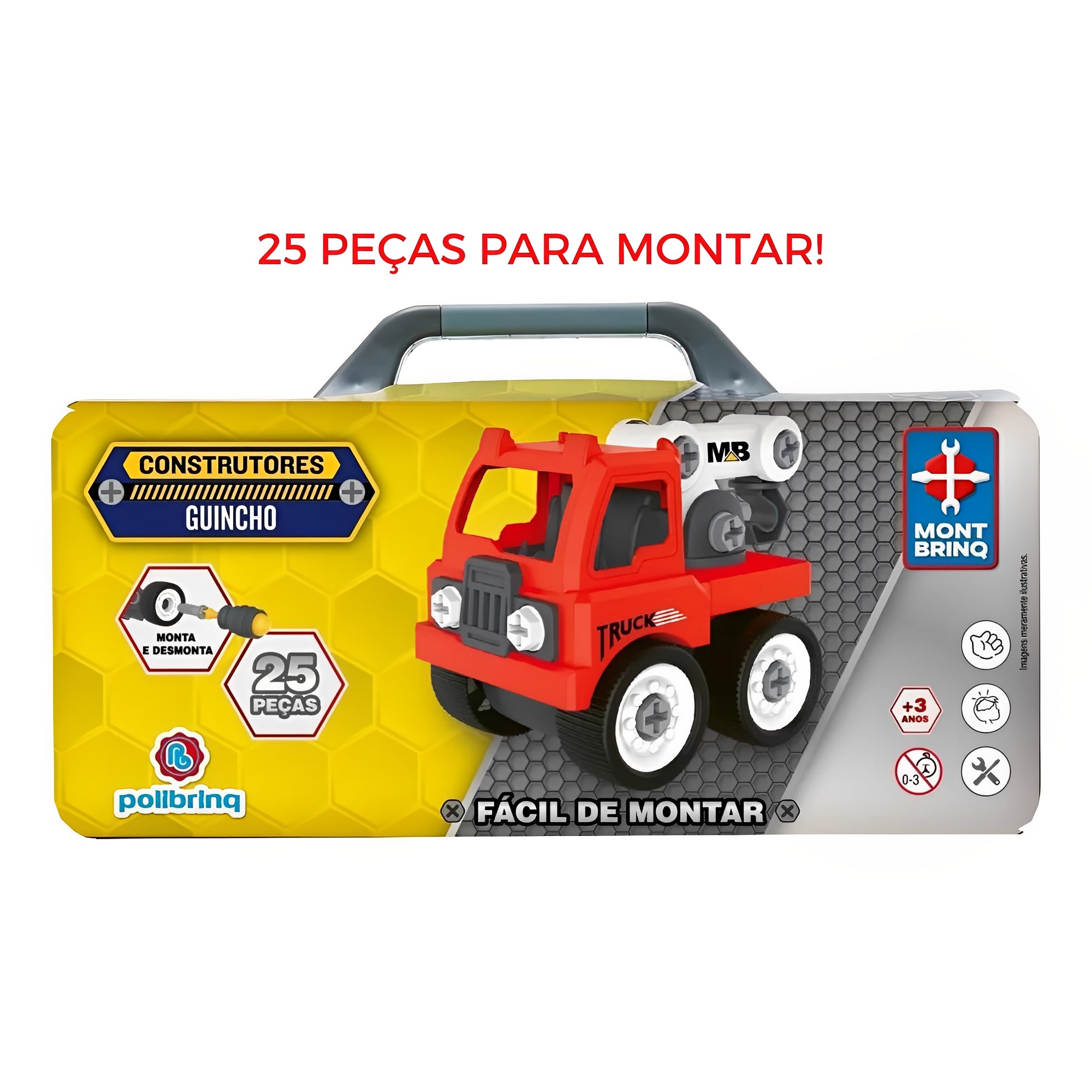 Brinquedo de Montar Construtores (Guicho) Vermelho 25 Peças Polibrinq - BM024