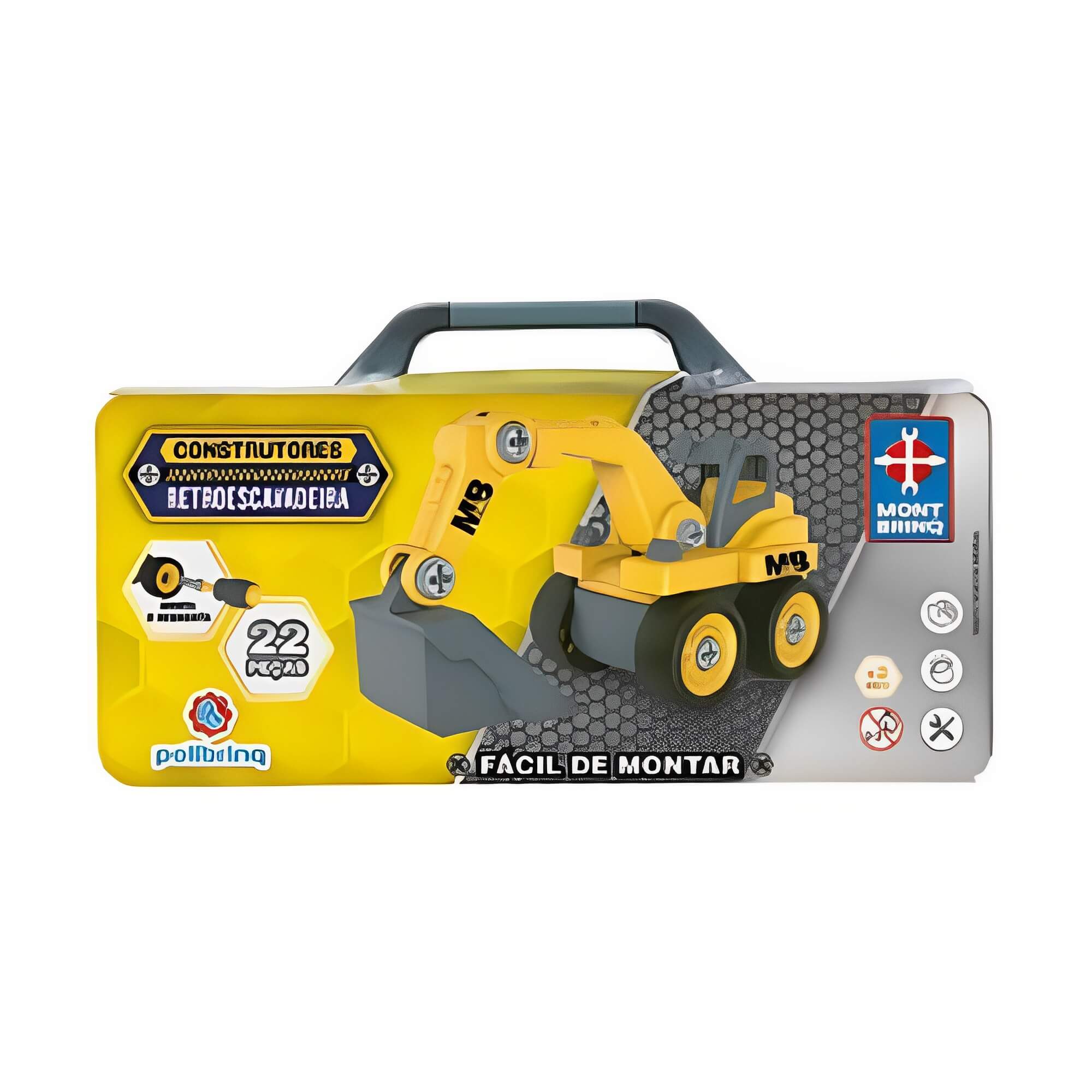 Brinquedo de Montar Construtores (Retroescavadeira) Amarela 22 Peças Polibrinq - BM025