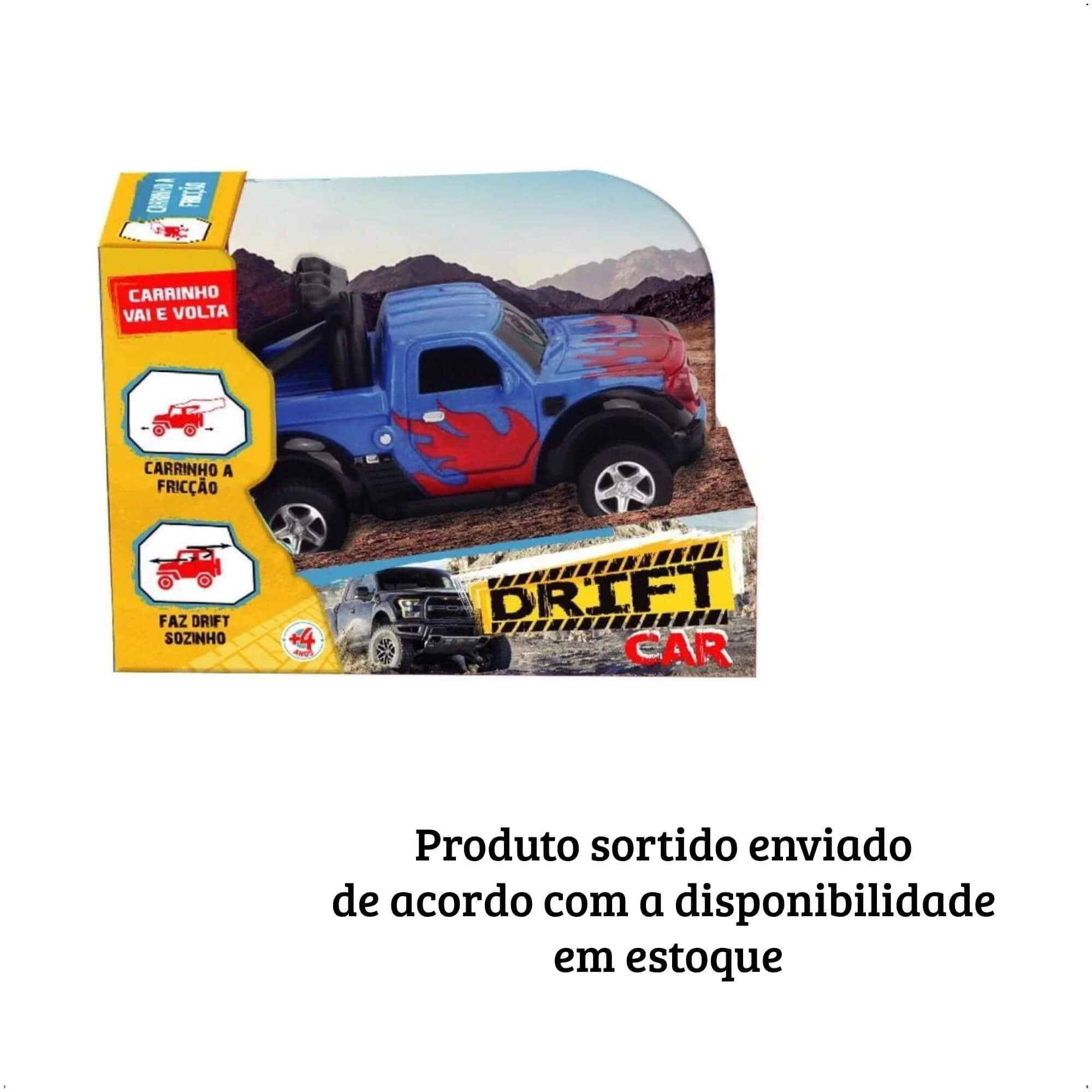 Carrinhos de Brinquedo Fricção Drift Car Vai e Volta 8 Modelos Sortidos Polibrinq - CAR701
