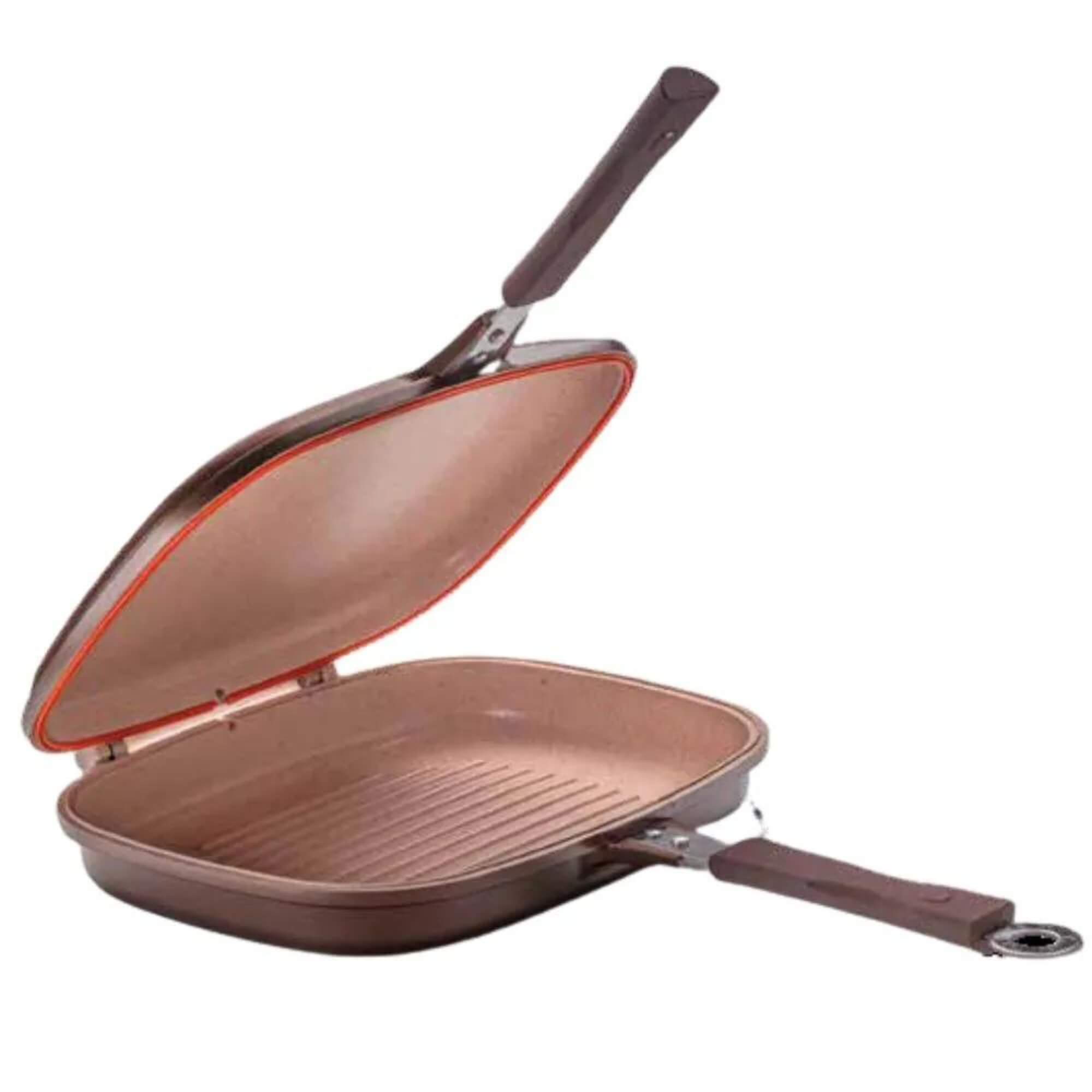 Panela Grill Duplo Belga por Indução Antiaderente 3,4L com Revestimento Cerâmico MTA - 8446