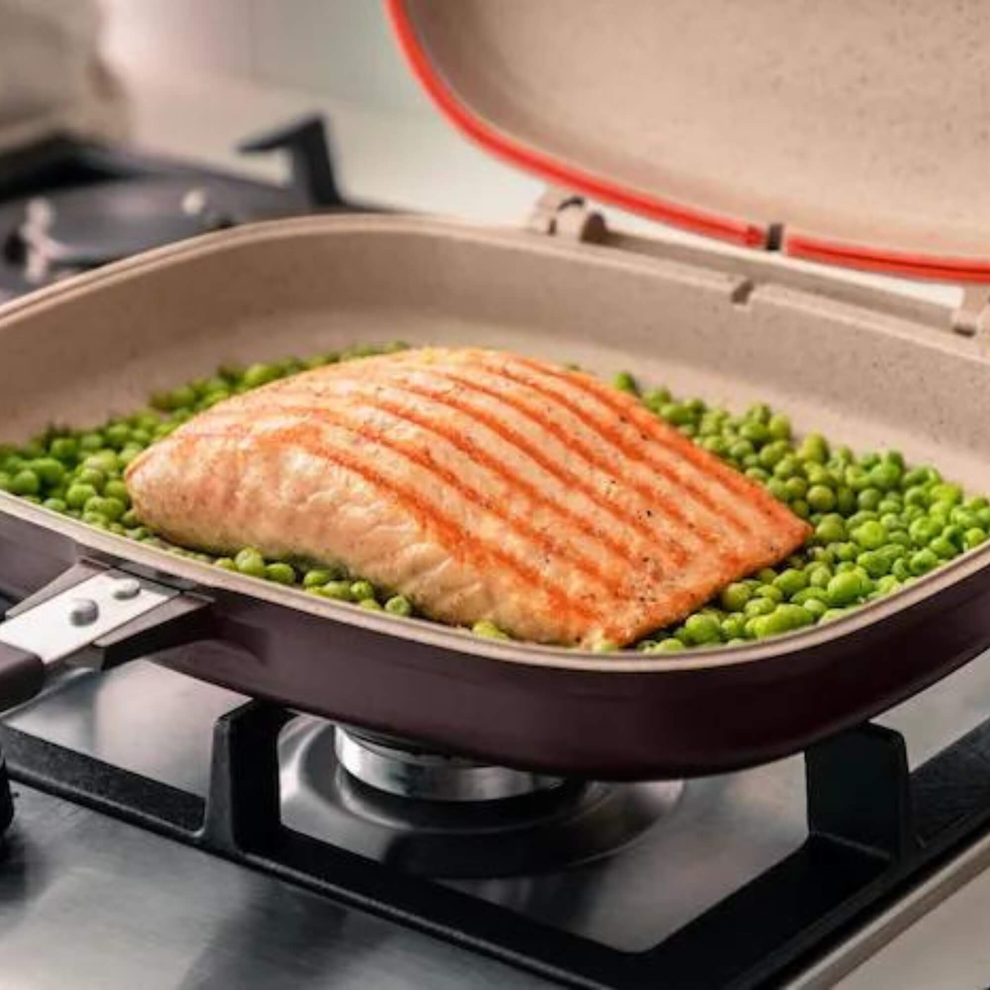 Panela Grill Duplo Belga por Indução Antiaderente 3,4L com Revestimento Cerâmico MTA - 8446
