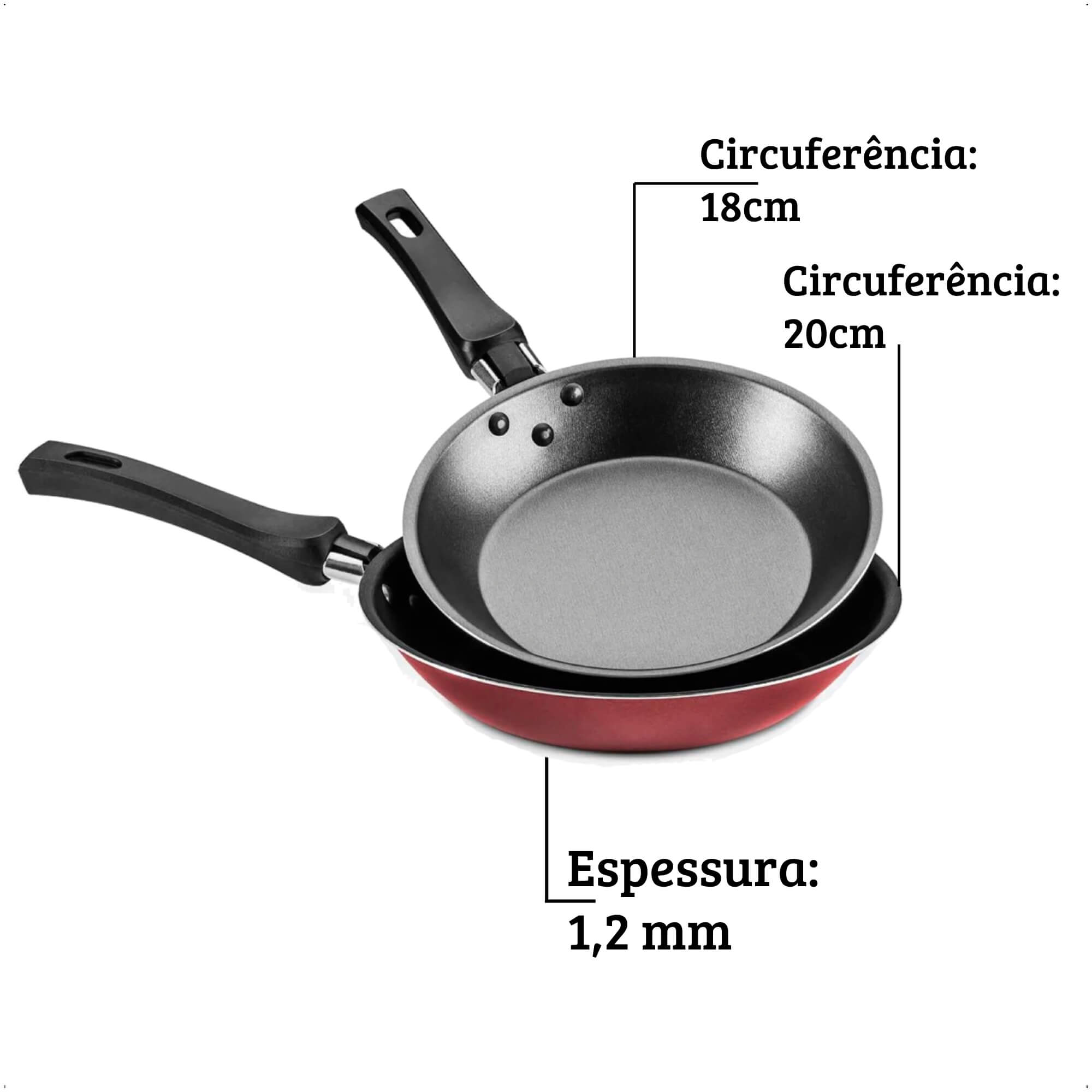 Kit Frigideira Francesa 18 e 20cm Antiaderente Cereja MTA - 8984