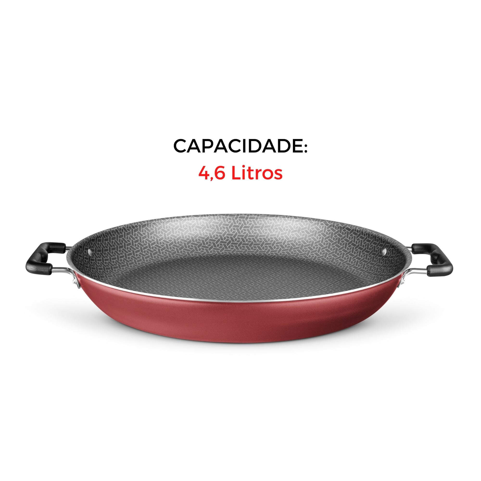 Panela Paellera Valenciana Antiaderente Alumínio Inox sem Tampa 4,6L 36cm Supra Cereja MTA - 8766