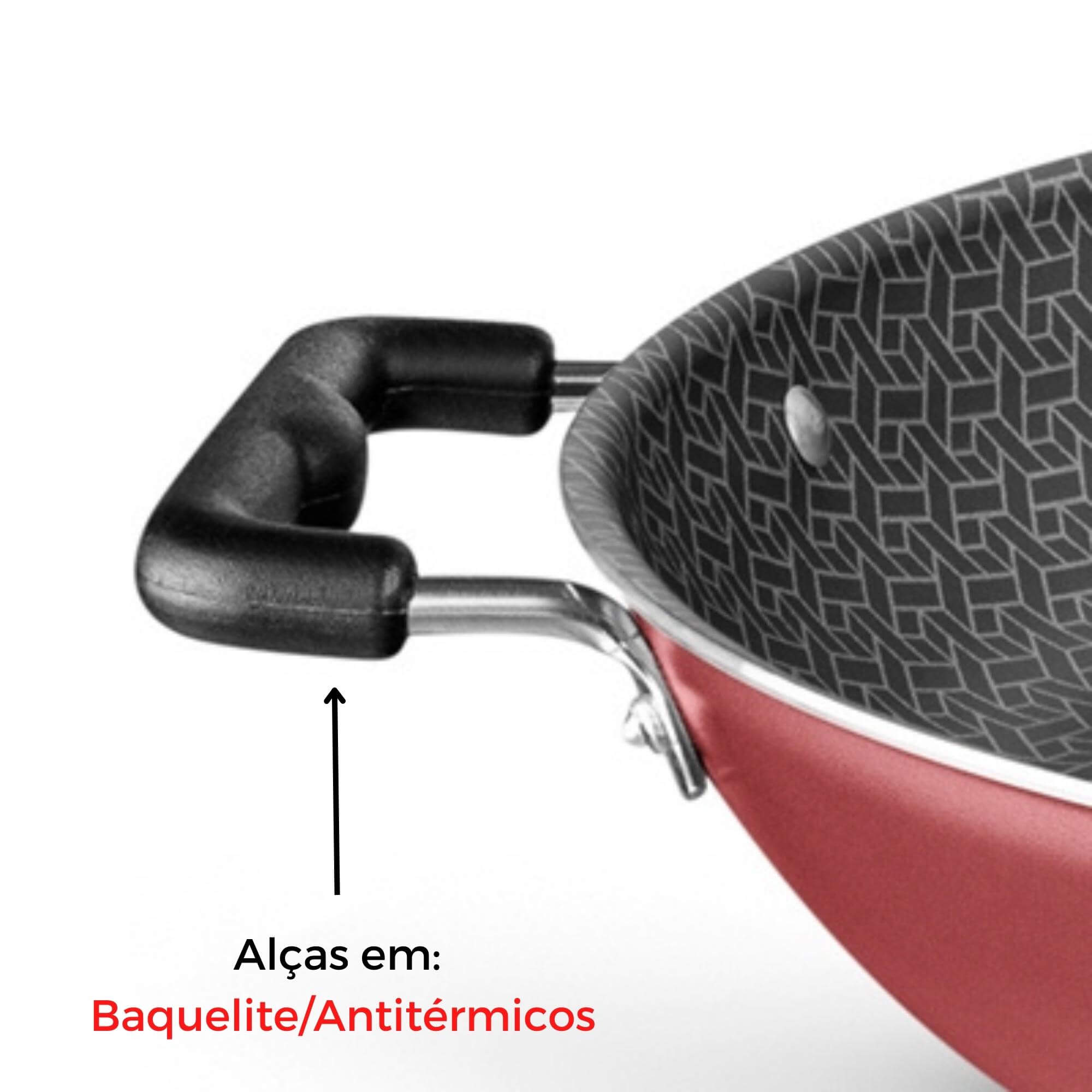 Panela Paellera Valenciana Antiaderente Alumínio Inox sem Tampa 4,6L 36cm Supra Cereja MTA - 8766