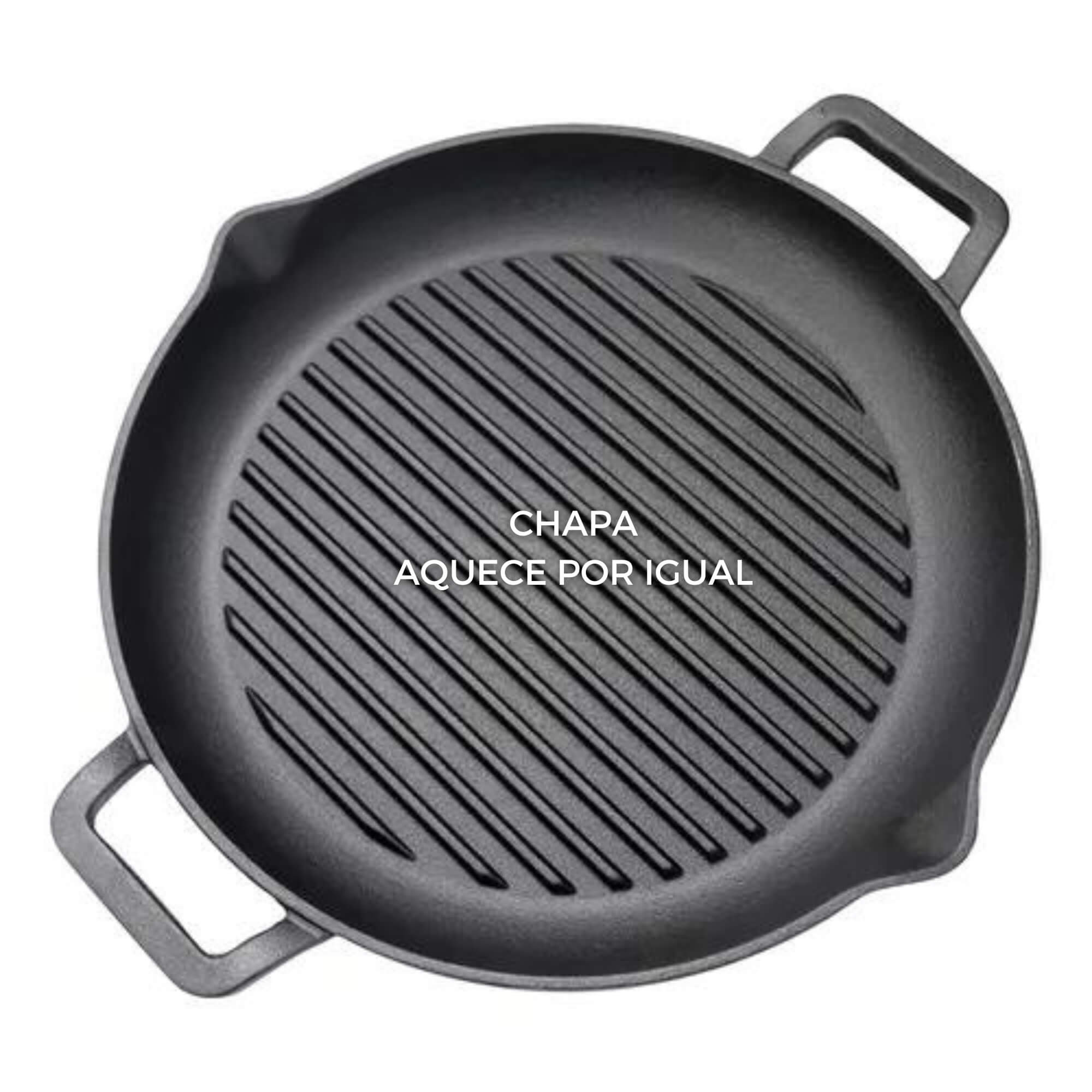 Chapa de Ferro Fundido Redonda N31 Grill Aquece por Igual Uniforme Qualidade Praticidade MTA - 8332