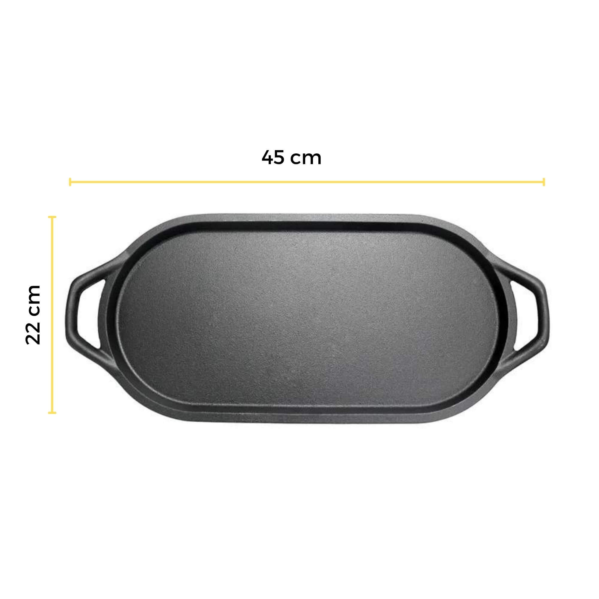 Chapa de Ferro Fundido Oval Aquece Uniforme 45x22cm Capacidade 0,9 Litros MTA - 8331