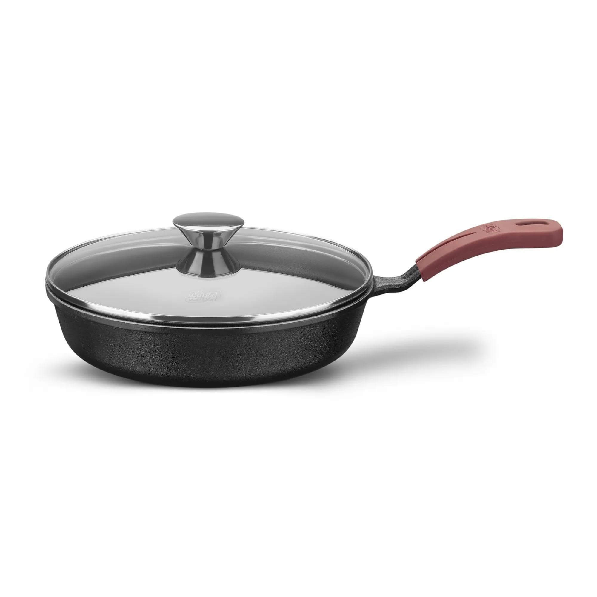 Frigideira de Ferro Fundido 24cm N24 Forno e Fogão Tampa de Vidro 1,9 Litros MTA - 8377