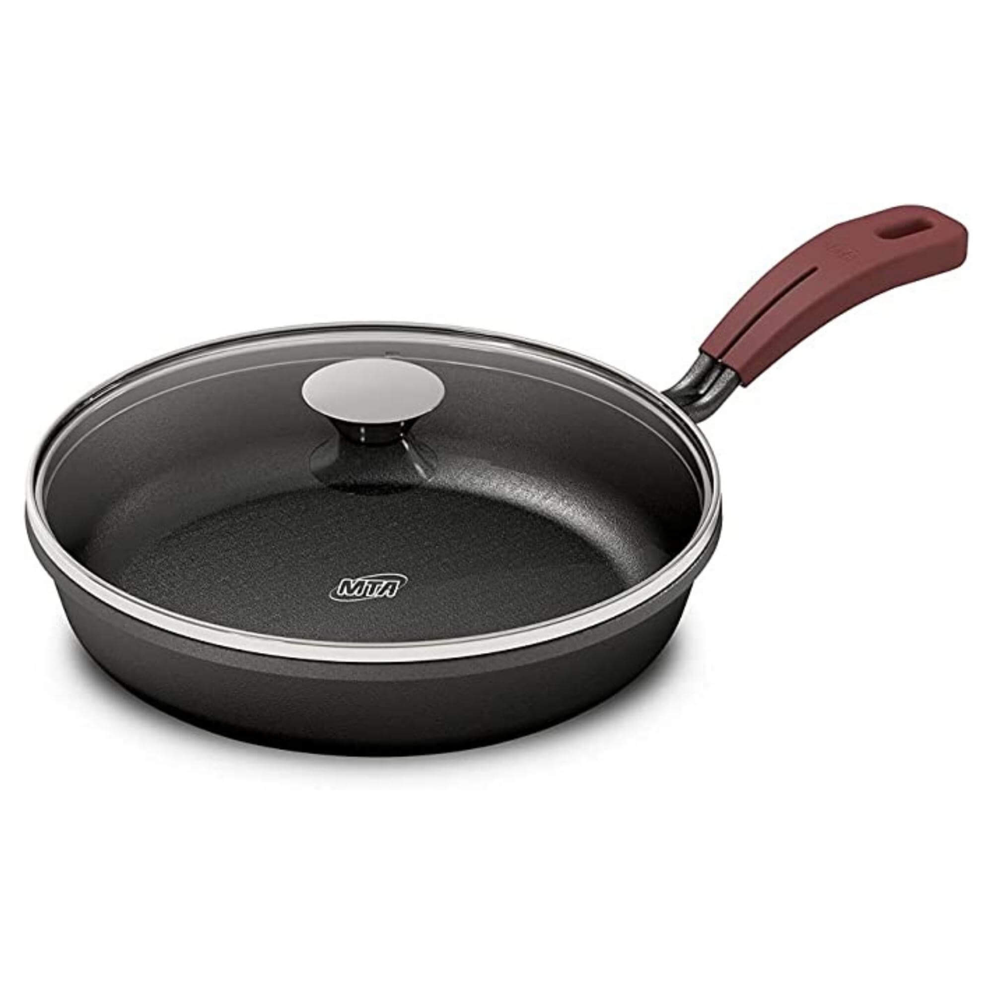 Frigideira de Ferro Fundido 24cm N24 Forno e Fogão Tampa de Vidro 1,9 Litros MTA - 8377