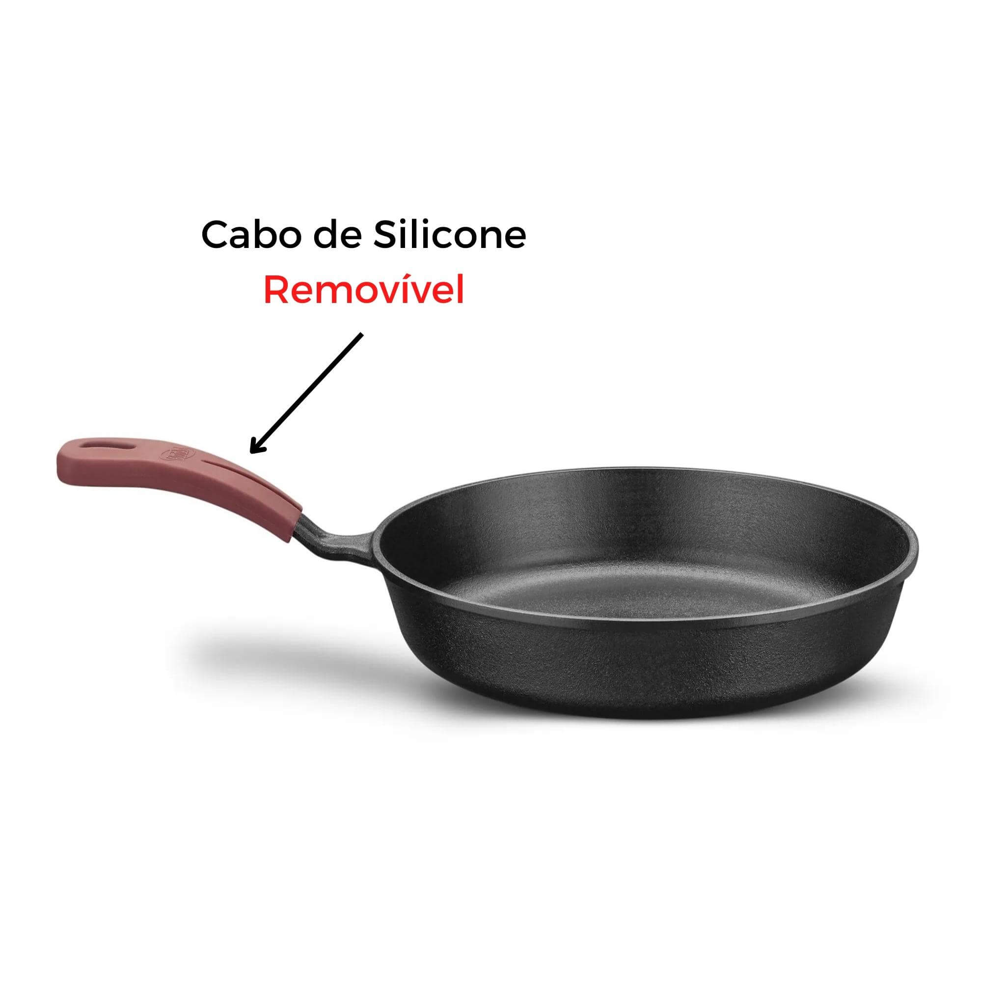 Frigideira de Ferro Fundido 24cm N24 Forno e Fogão Tampa de Vidro 1,9 Litros MTA - 8377