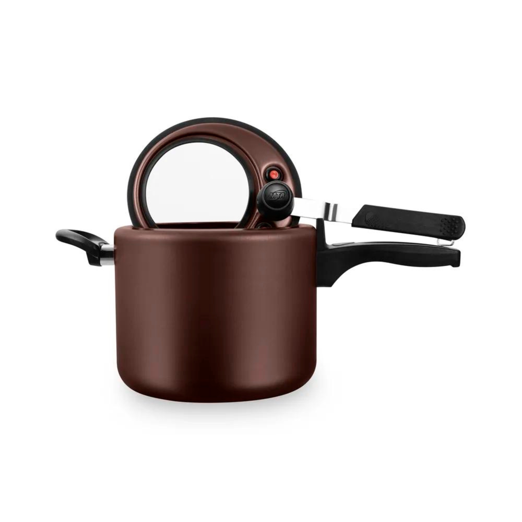 Panela De Pressão Antiaderente 4,5L Com Visor de Vidro Cor Marrom Chocolate MTA - 9195