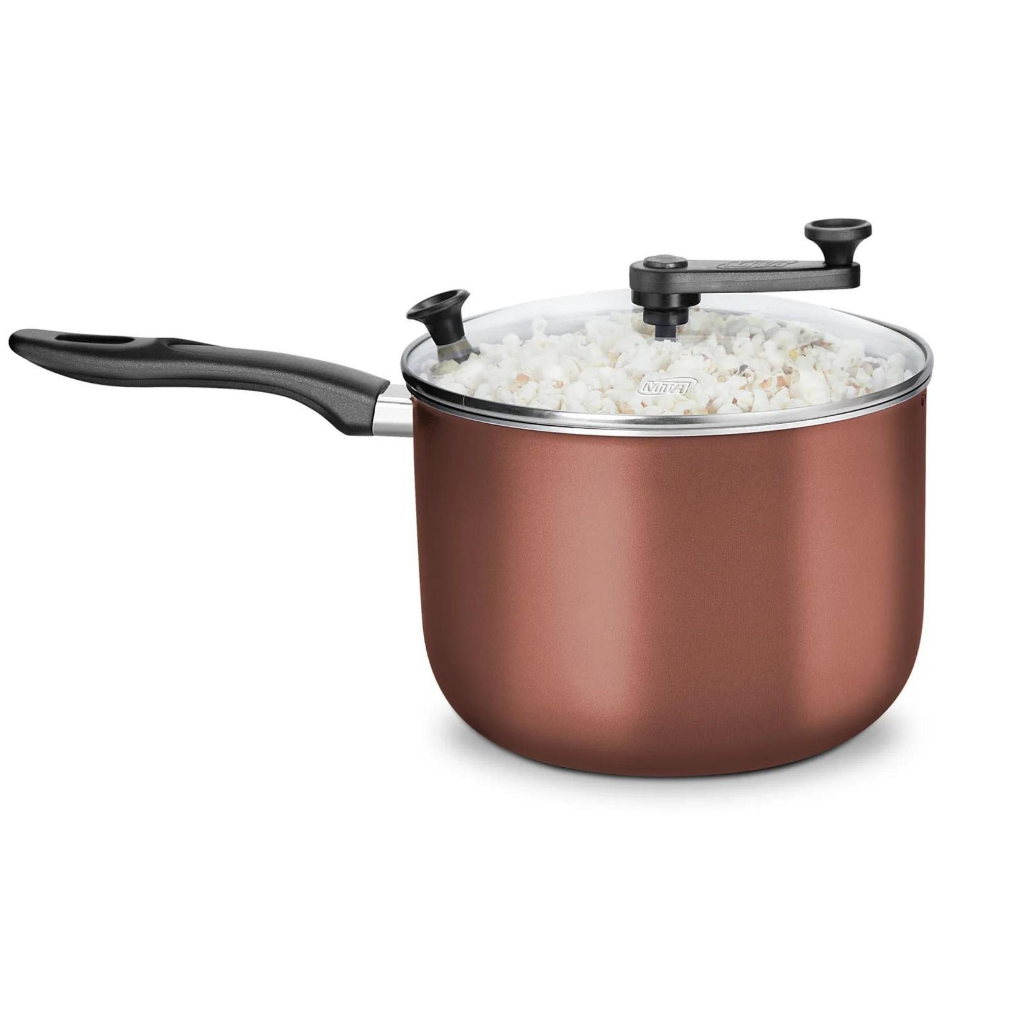 Panela Pipoqueira 4,8L Alumínio Antiaderente com Tampa de Vidro N22 Cor Chocolate MTA - 9180