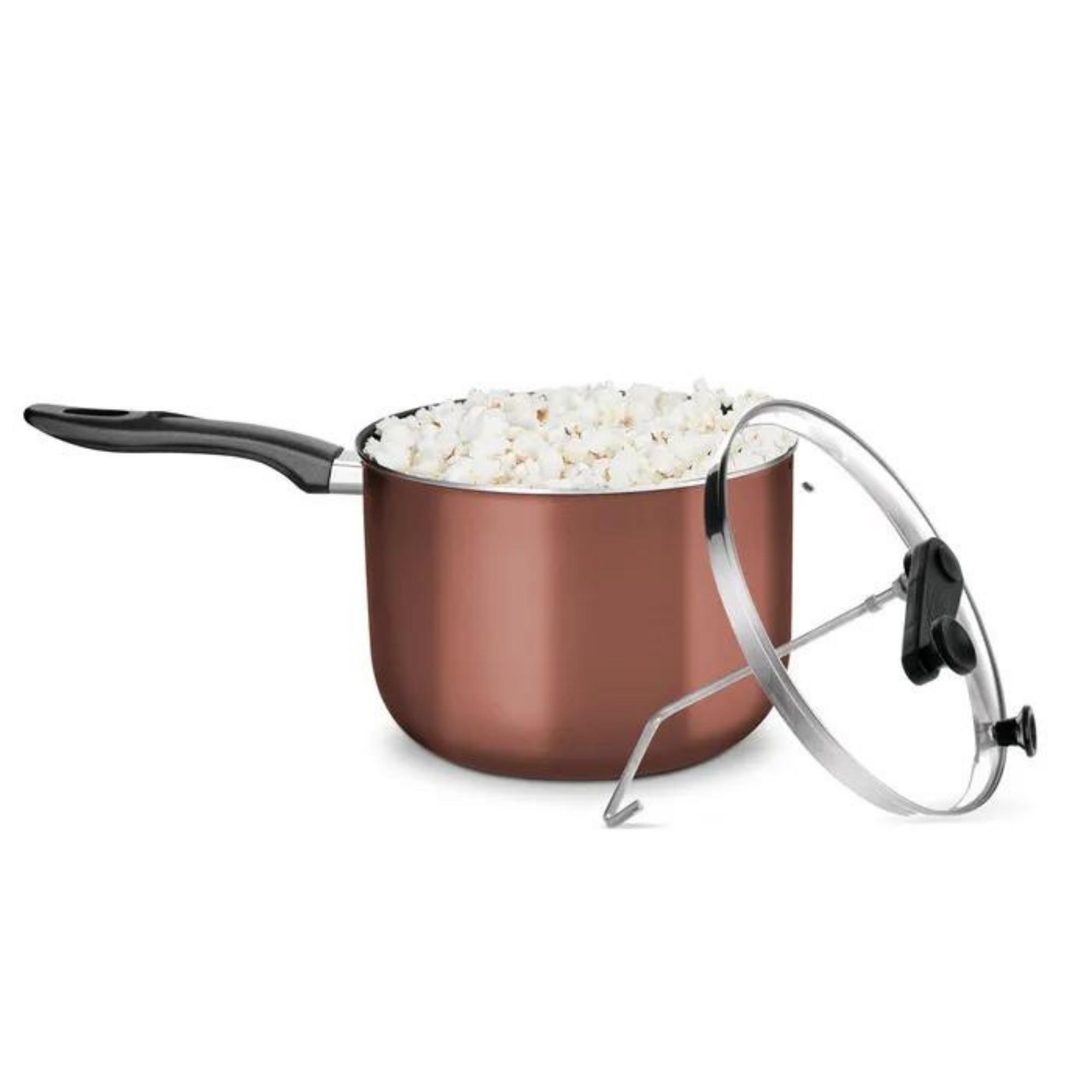 Panela Pipoqueira 4,8L Alumínio Antiaderente com Tampa de Vidro N22 Cor Chocolate MTA - 9180