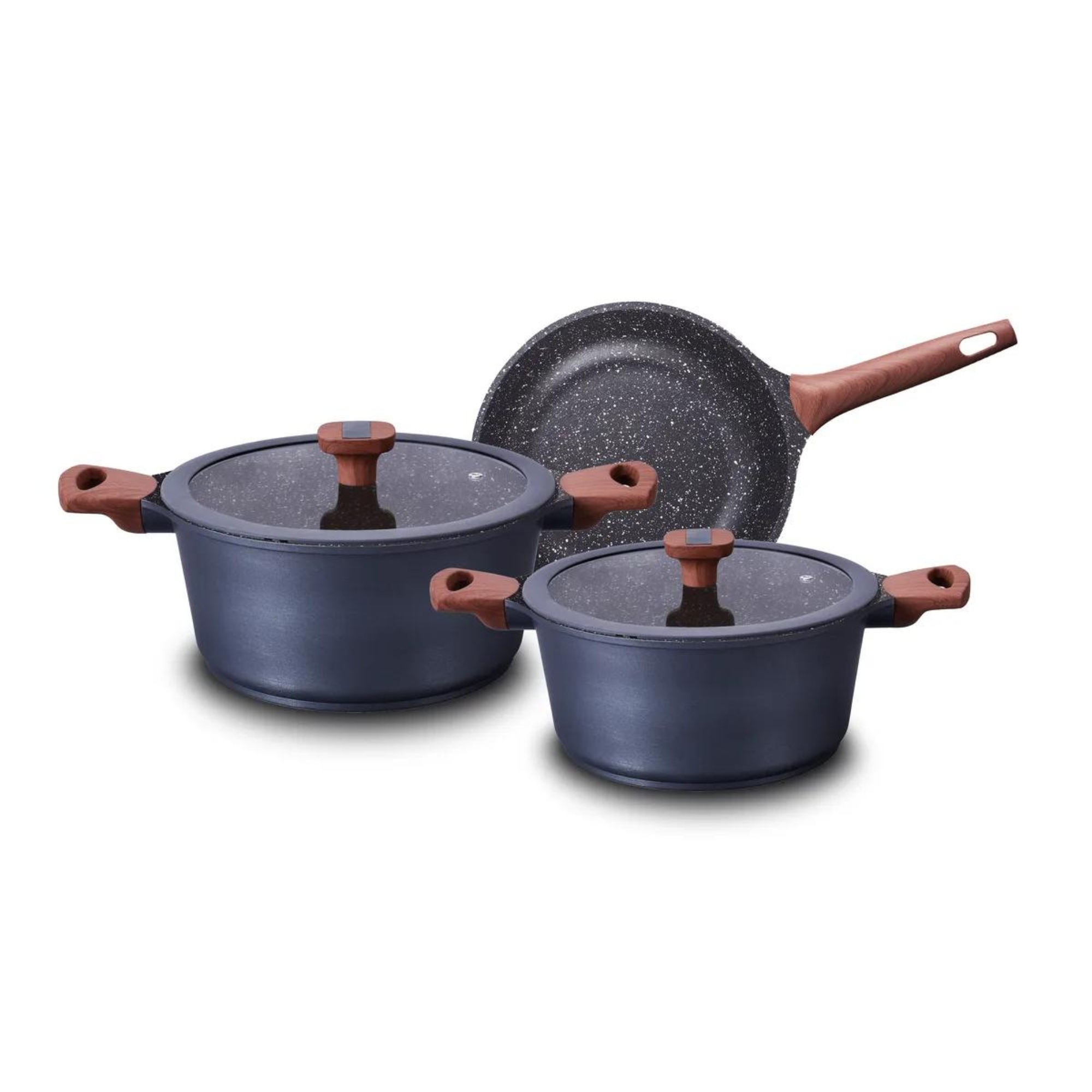 Jogo de Panelas 3 Peças Frigideira Caçarola em Alumínio Cerâmic-Flon Titanium MTA - 8450