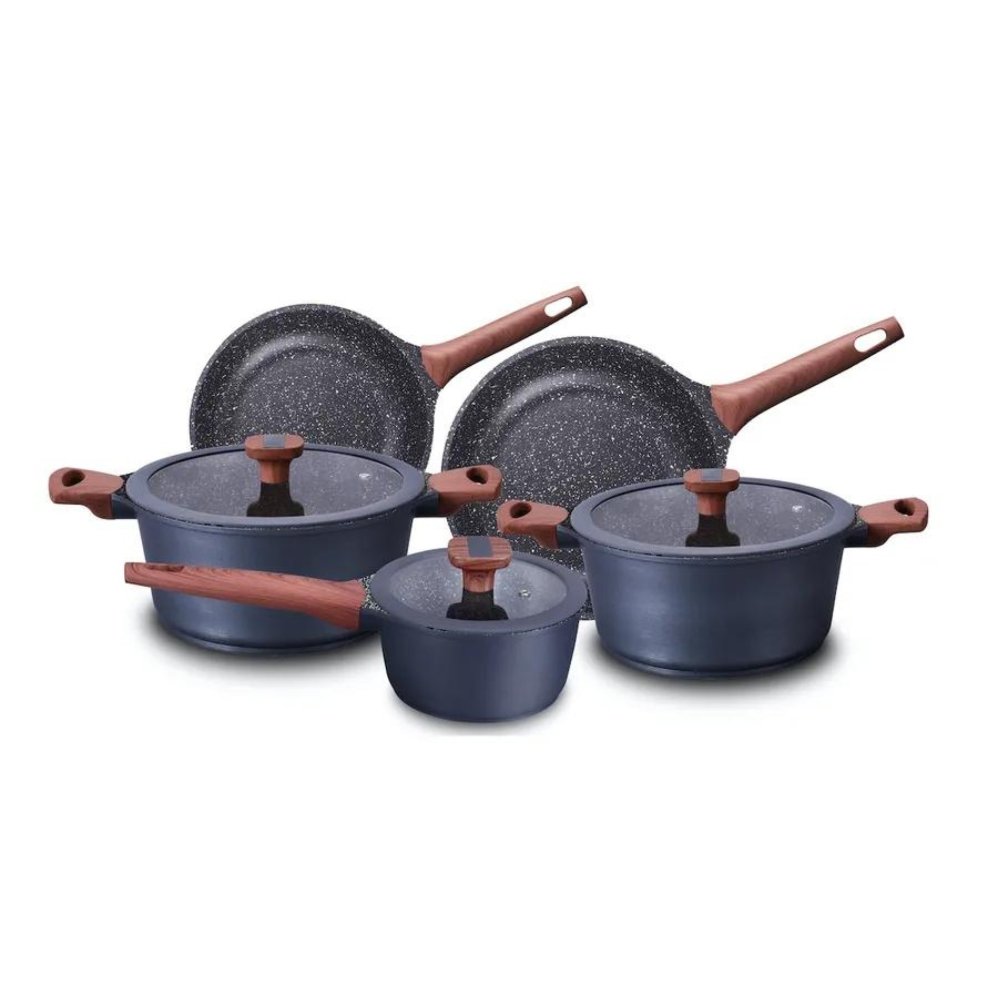 Jogo de Panelas 5 Peças Frigideira Caçarola em Alumínio Cerâmic-Flon Titanium MTA - 8460
