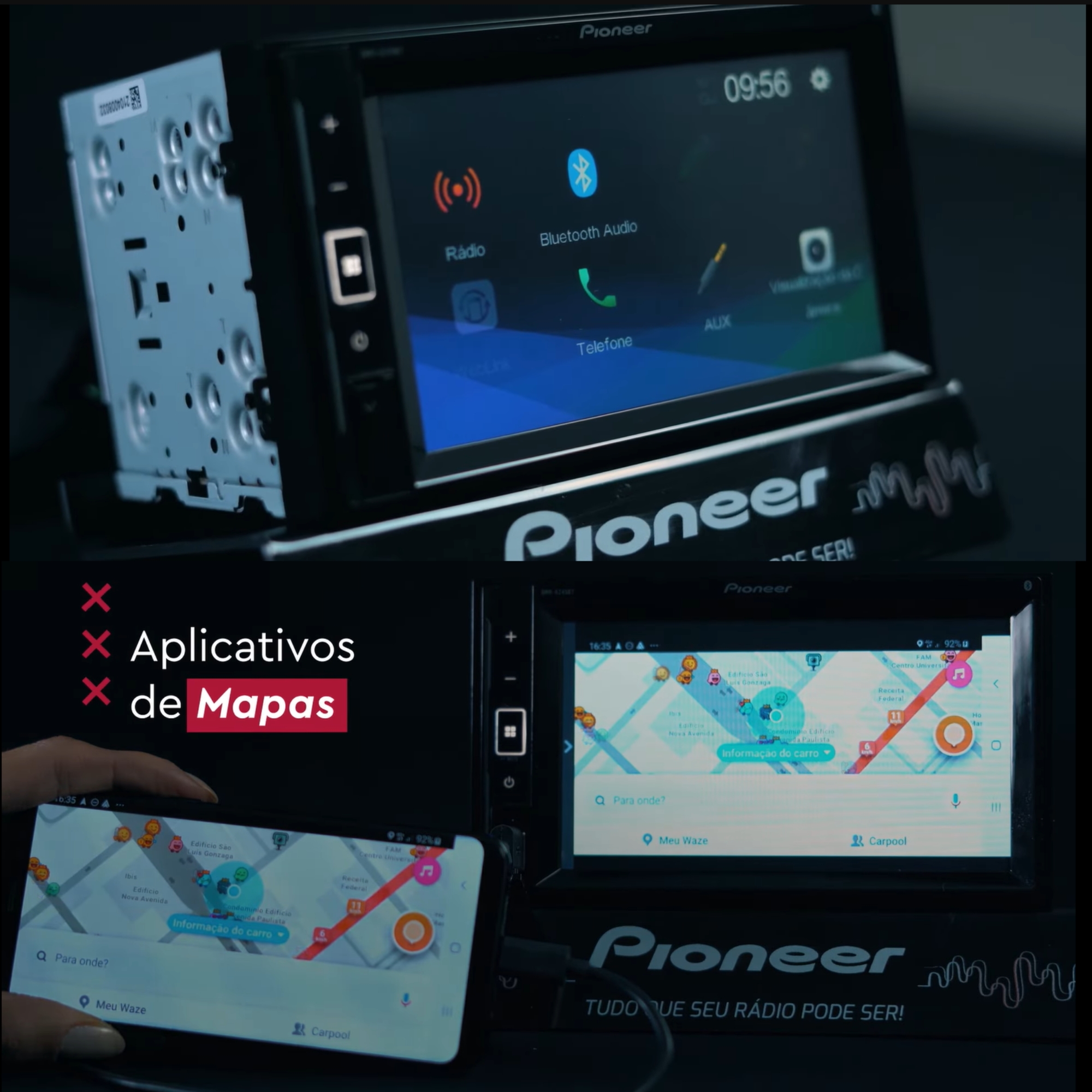 Central Multimídia Pioneer 2 Din 6.2 Pol Dmh-a248bt Android IOS Bluetooth USB AM/FM RCA
