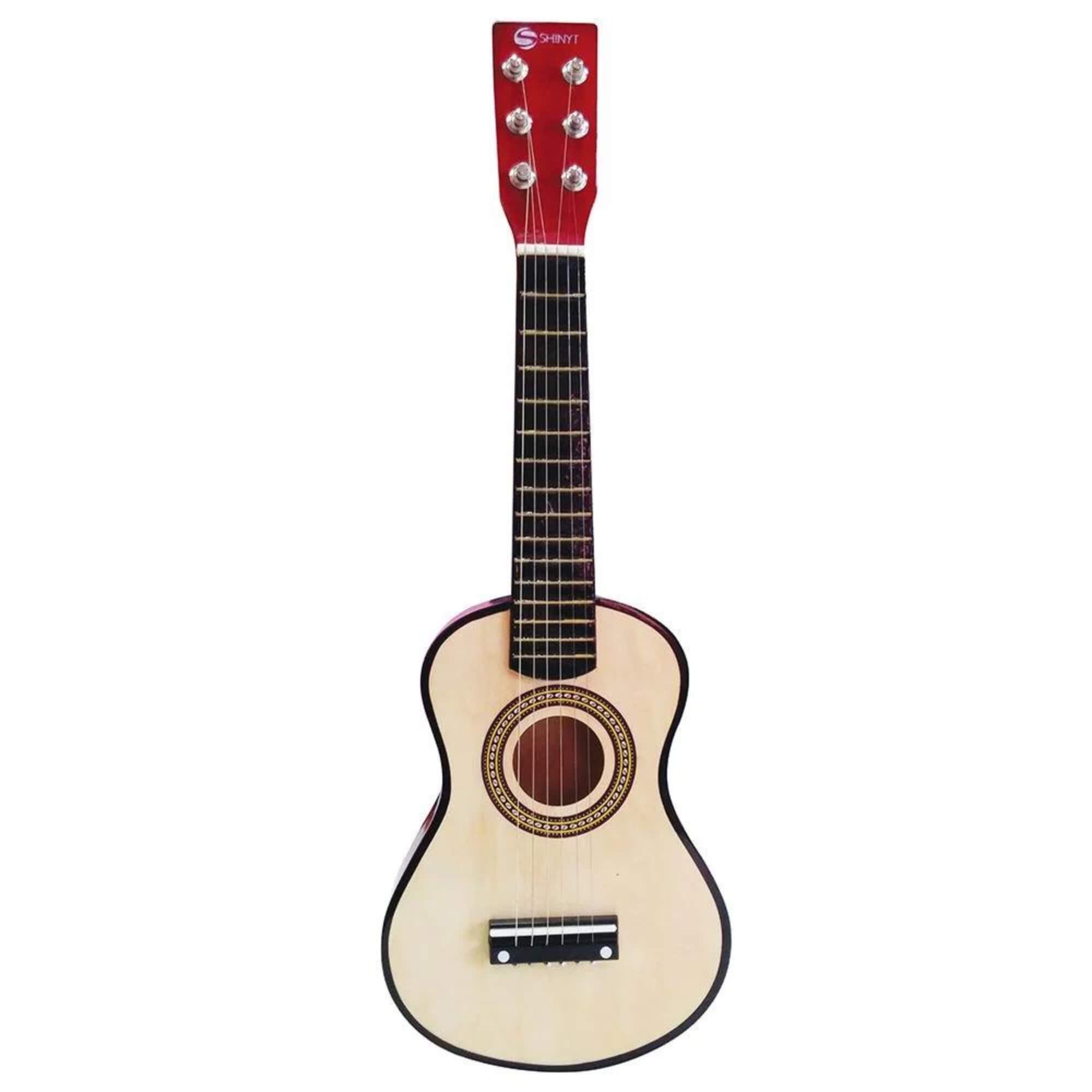 Mini Violão Infantil com Palheta, Cordas em Aço e Corpo de Madeira Shiny Toys - 181