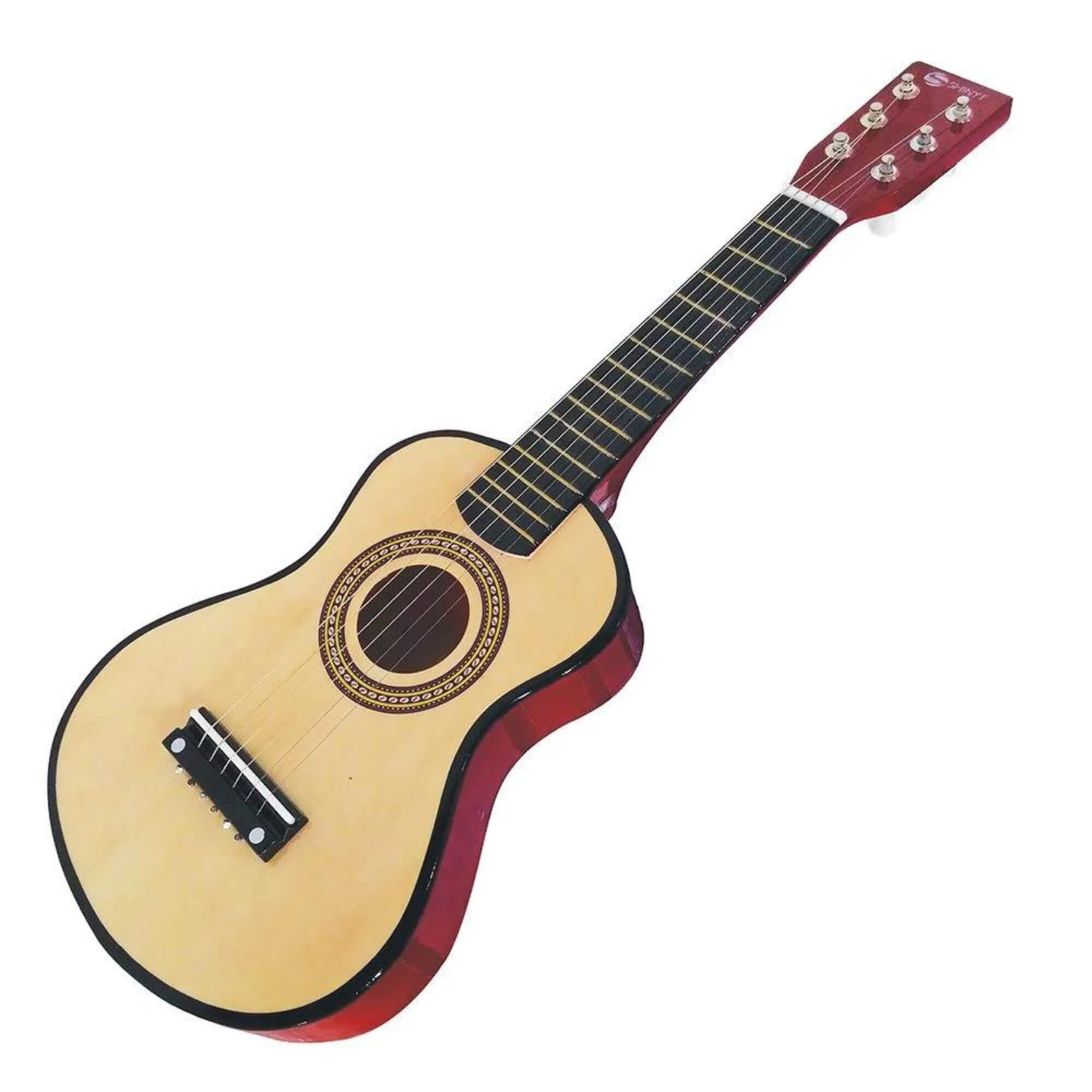Mini Violão Infantil com Palheta, Cordas em Aço e Corpo de Madeira Shiny Toys - 181