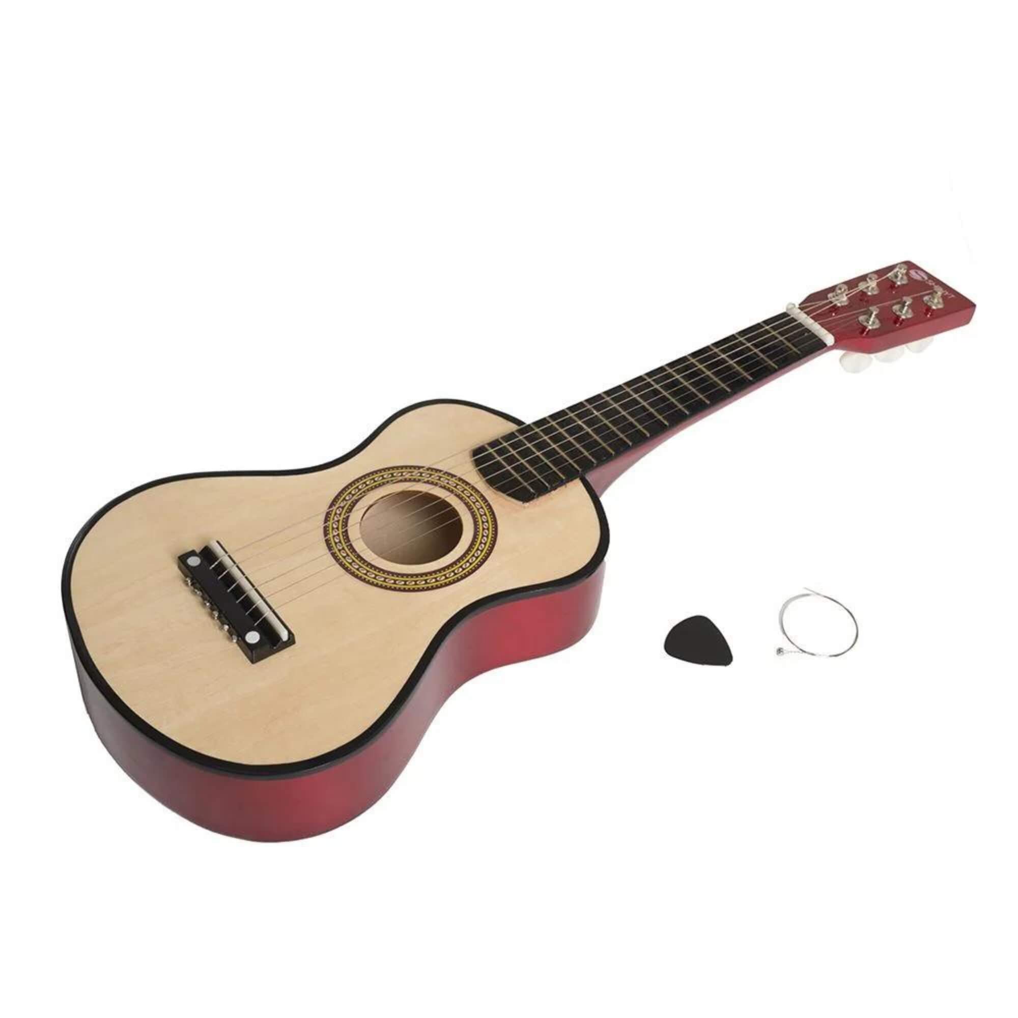 Mini Violão Infantil com Palheta, Cordas em Aço e Corpo de Madeira Shiny Toys - 181