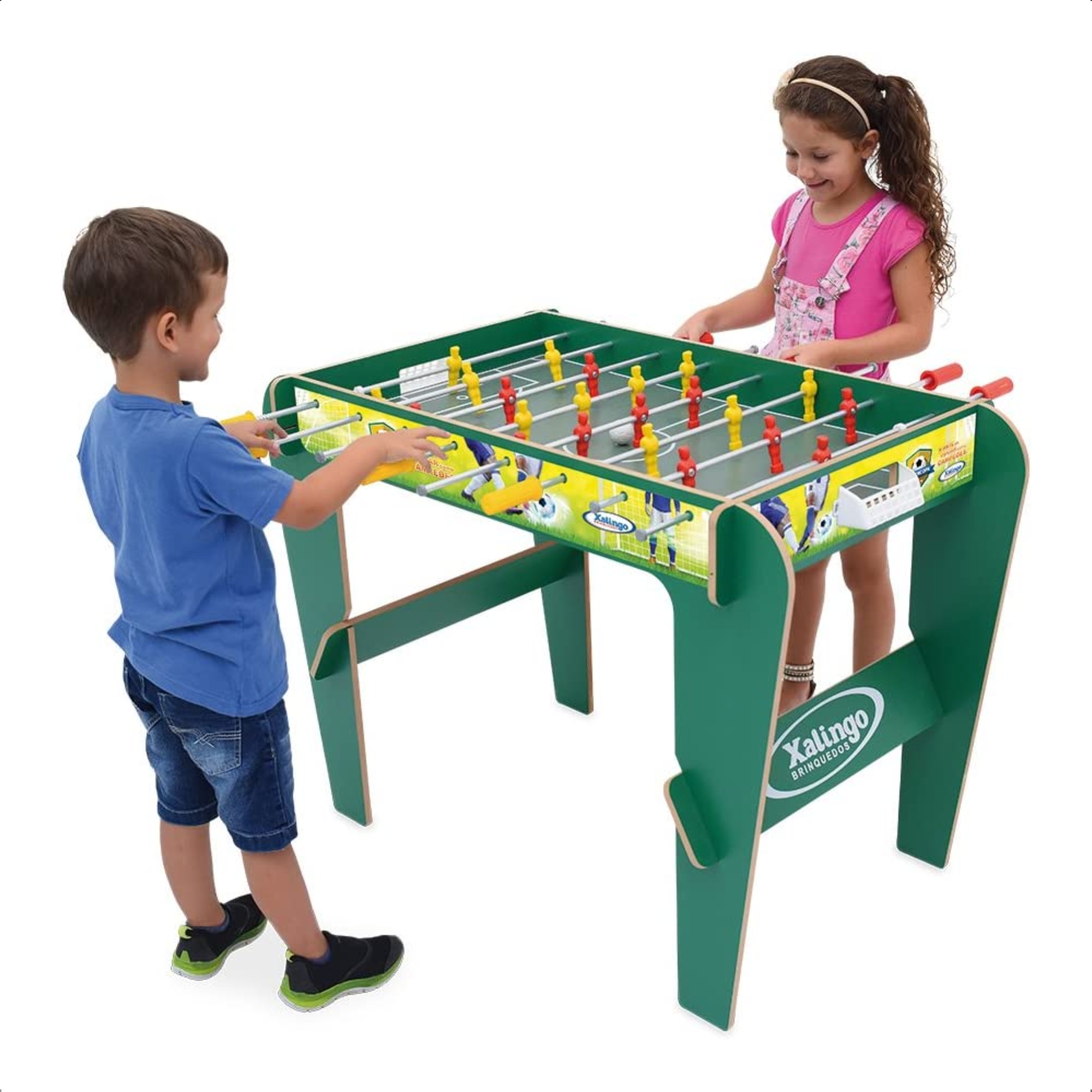 Mesa de Pebolim Infantil Futebol de Mesa Super Copa com 2 Bolinhas Madeira Xalingo - 67354