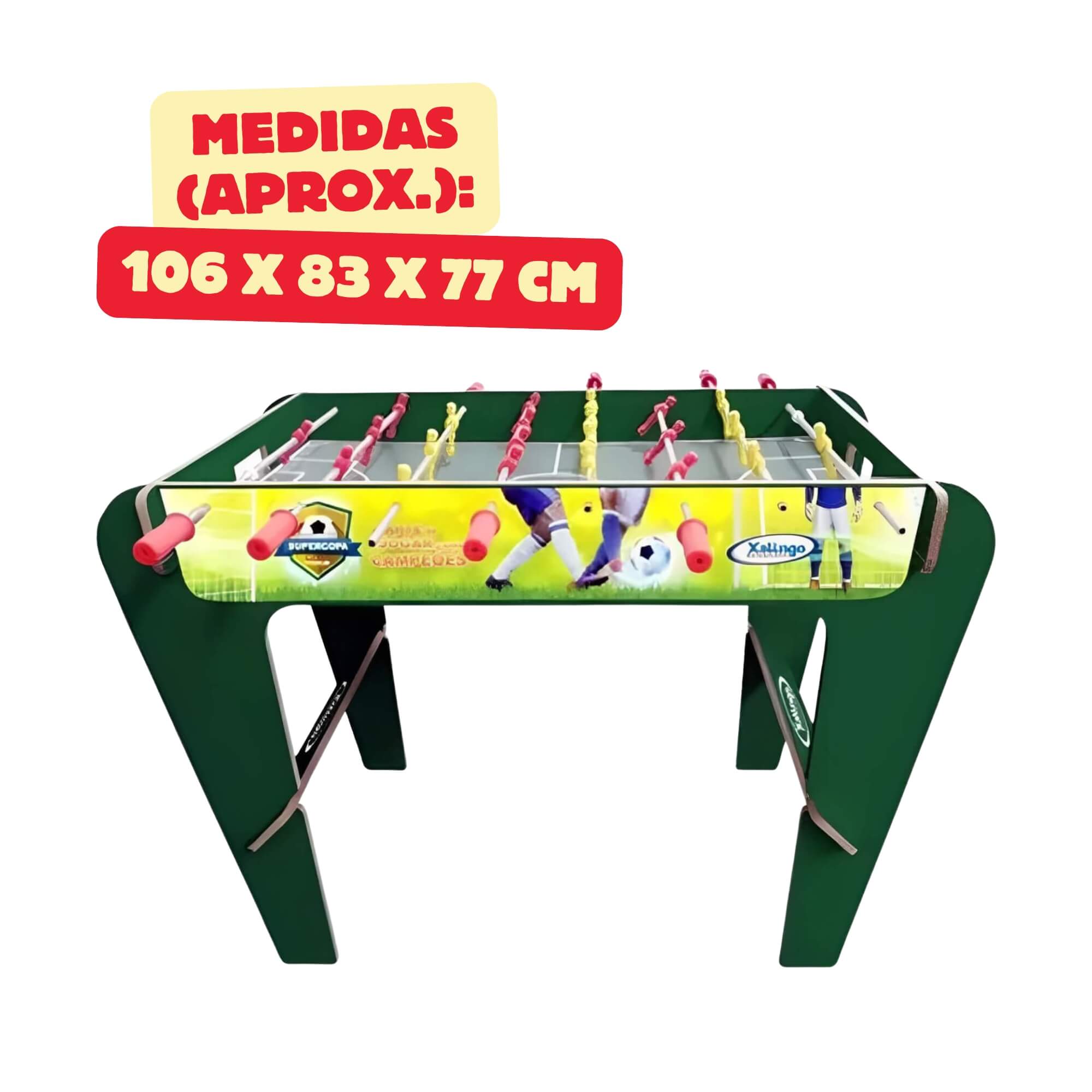 Mesa de Pebolim Infantil Futebol de Mesa Super Copa com 2 Bolinhas Madeira Xalingo - 67354