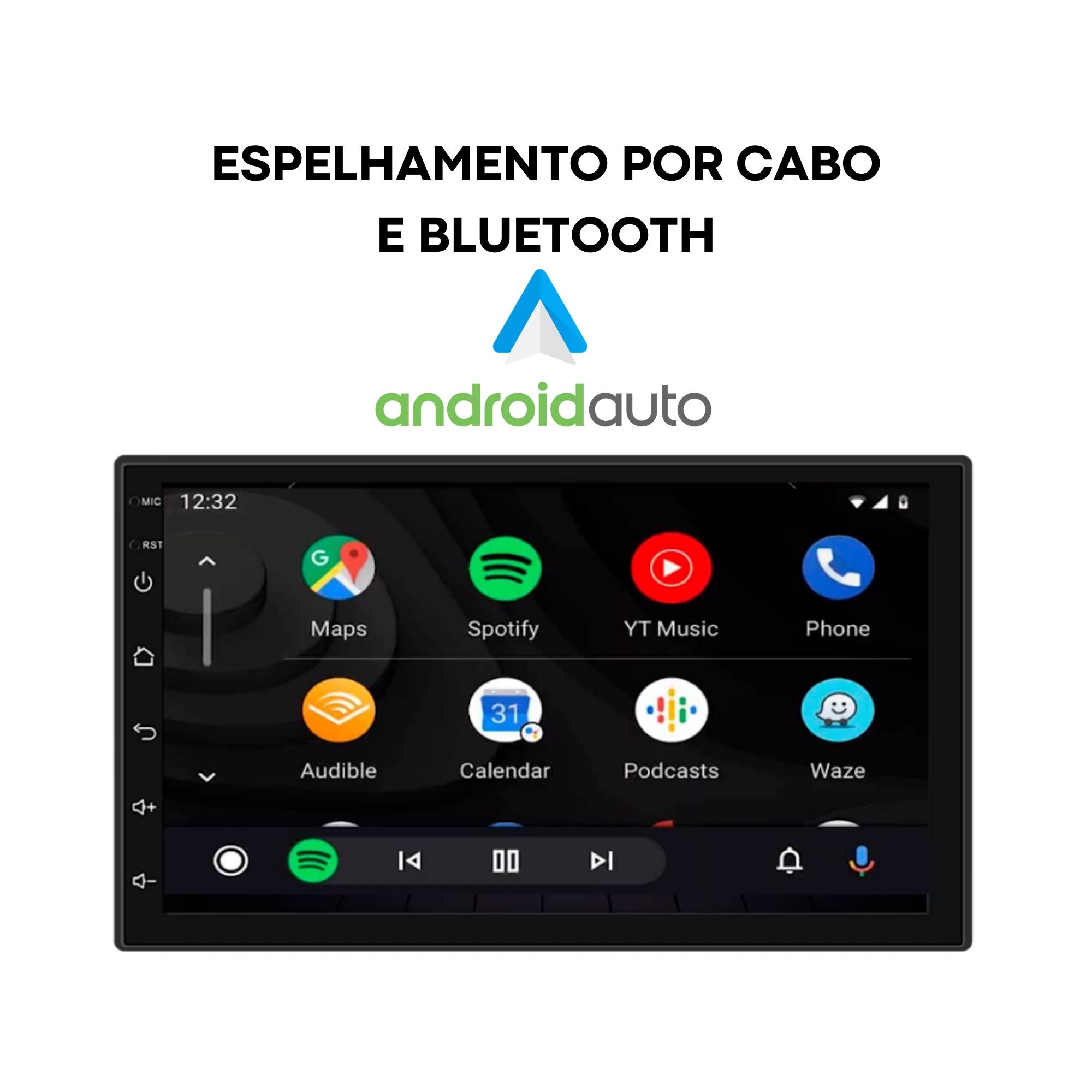 Central Multimídia Som MP5 Roadstar 7 Pol Touch Carplay Android Auto FM Bluetooth USB-RS708BR