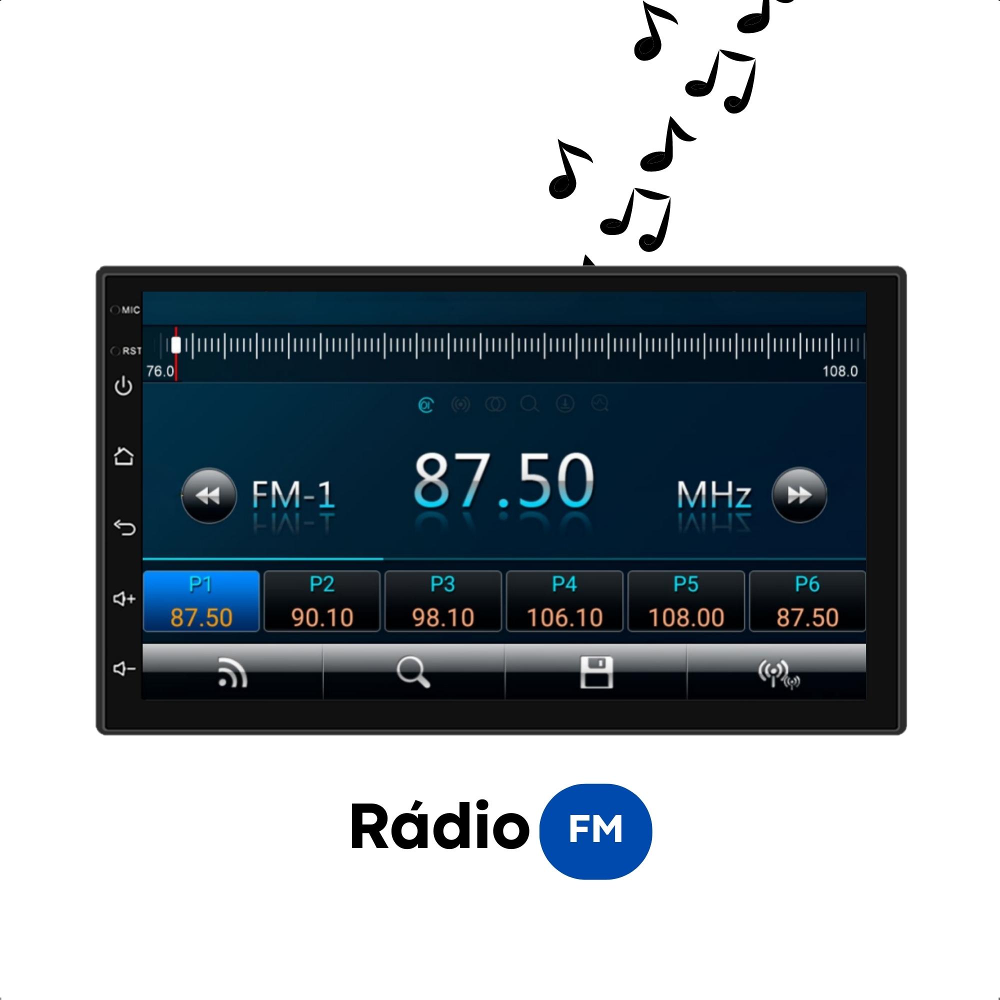 Central Multimídia Android 7pol Roadstar CarPlay AndroidAuto Rádio FM GPS BT 2+32GB Wi-Fi-RS815BR