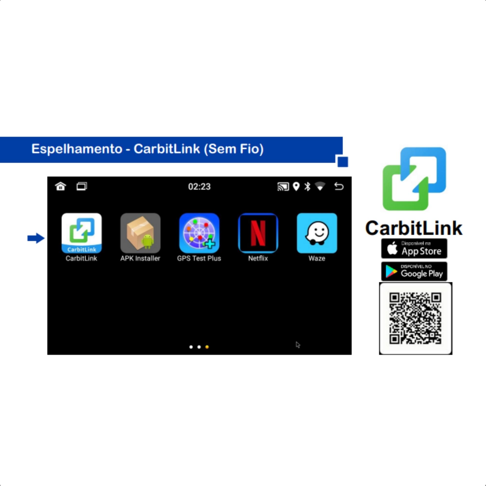 Central Multimídia Android 7pol Roadstar CarPlay AndroidAuto Rádio FM GPS BT 2+32GB Wi-Fi-RS815BR