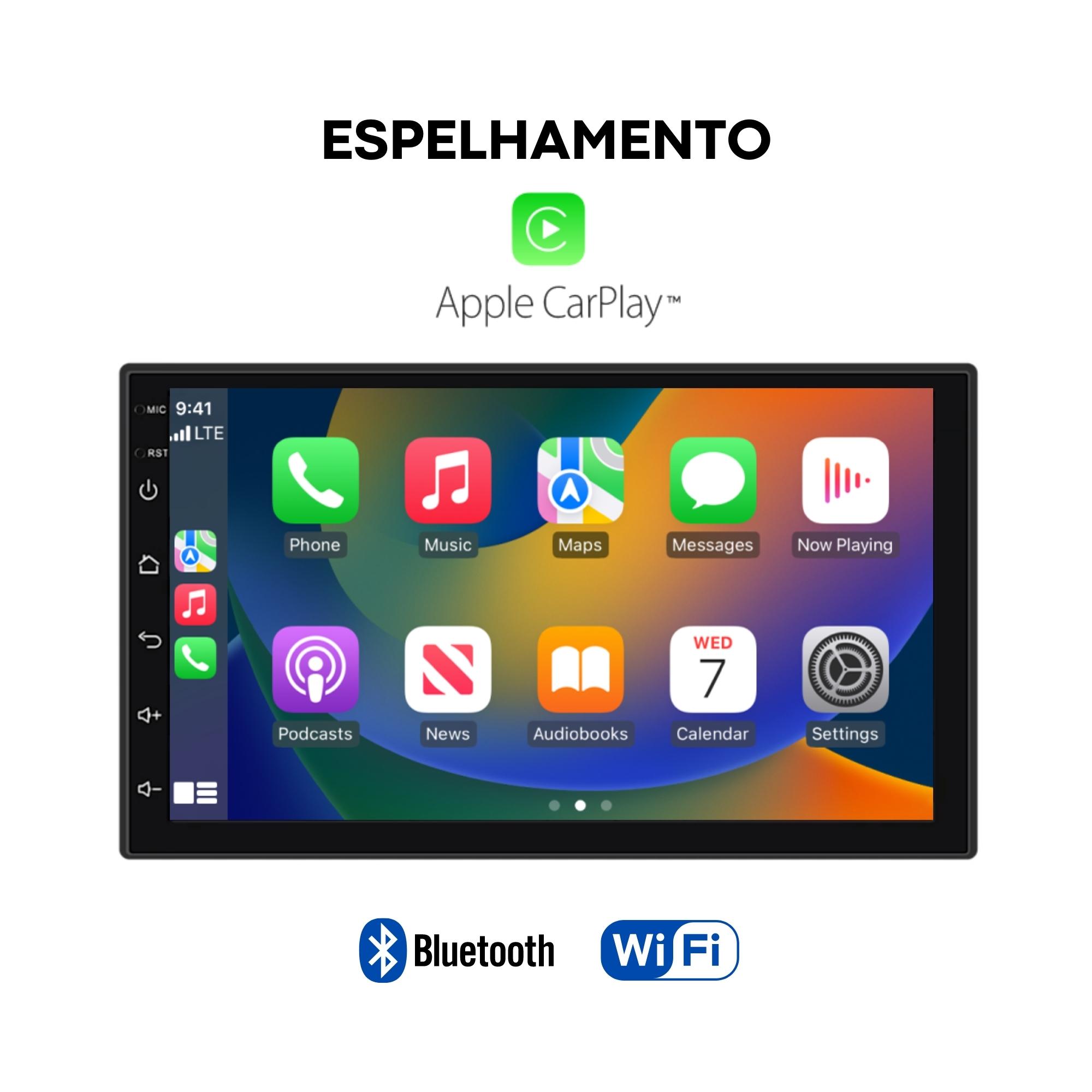 Central Multimídia Android 7pol Roadstar CarPlay AndroidAuto Rádio FM GPS BT 2+32GB Wi-Fi-RS815BR