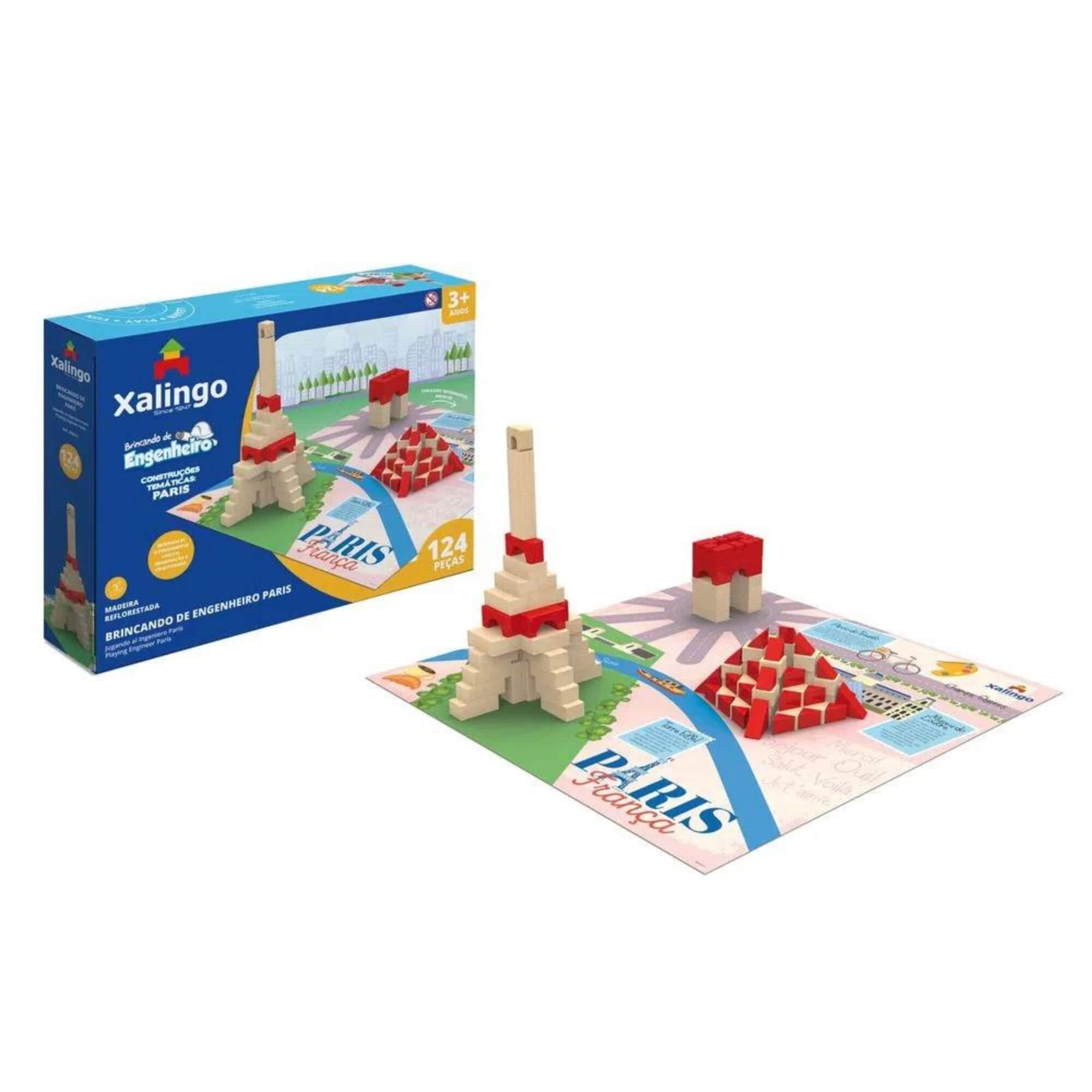 Brinquedo de Montar Infantil Brincando de Engenheiro Torre Eiffel Paris 124 Peças Xalingo - 54643
