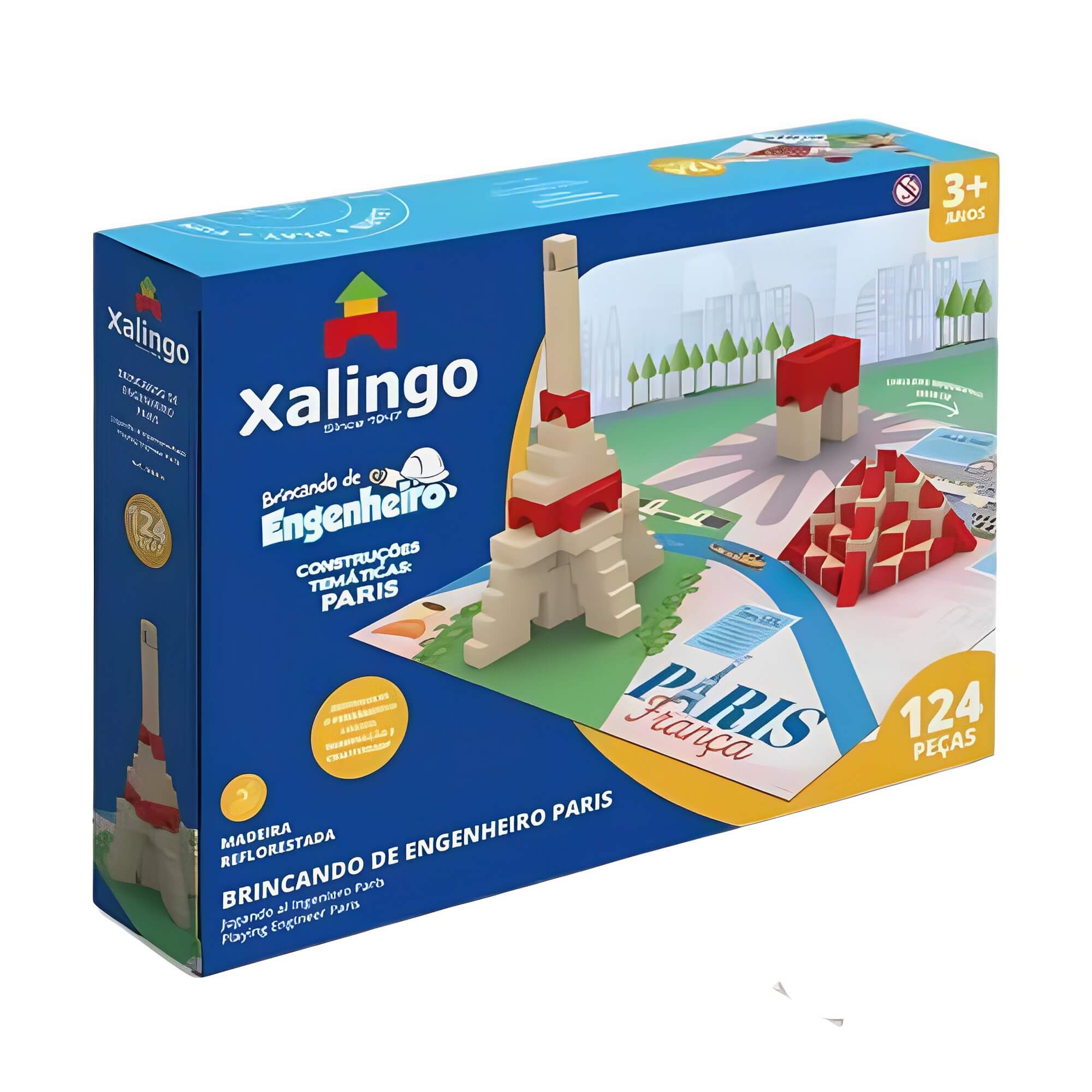 Brinquedo de Montar Infantil Brincando de Engenheiro Torre Eiffel Paris 124 Peças Xalingo - 54643