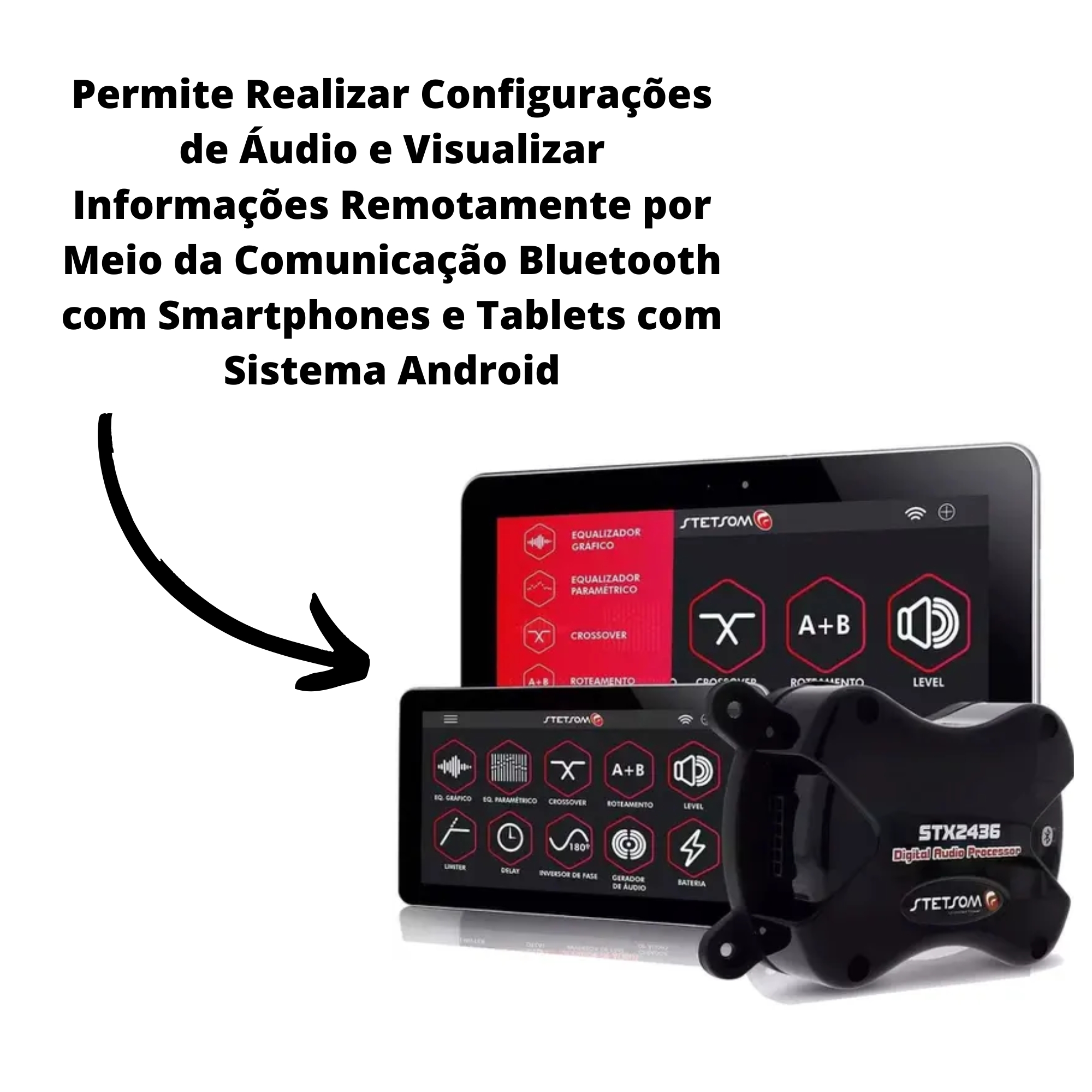 Processador de Audio Stetsom  STX2436 Bluetooth 2 Canais 4 Vias Para Som Automotivo - 46677