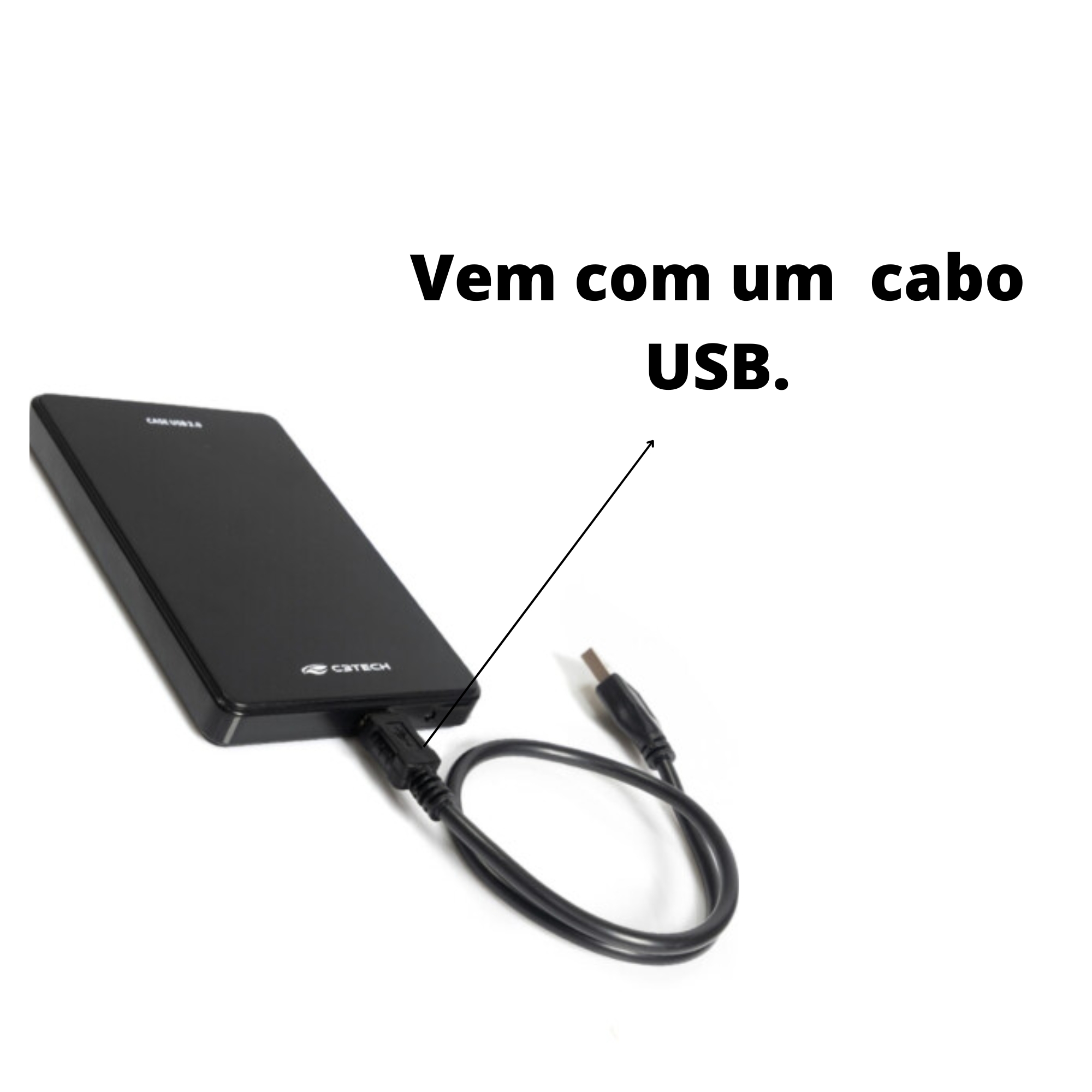 Gaveta Para HD 2,5 Polegadas Preto com Cabo USB 2.B CH-210BK C3TECH - 46678