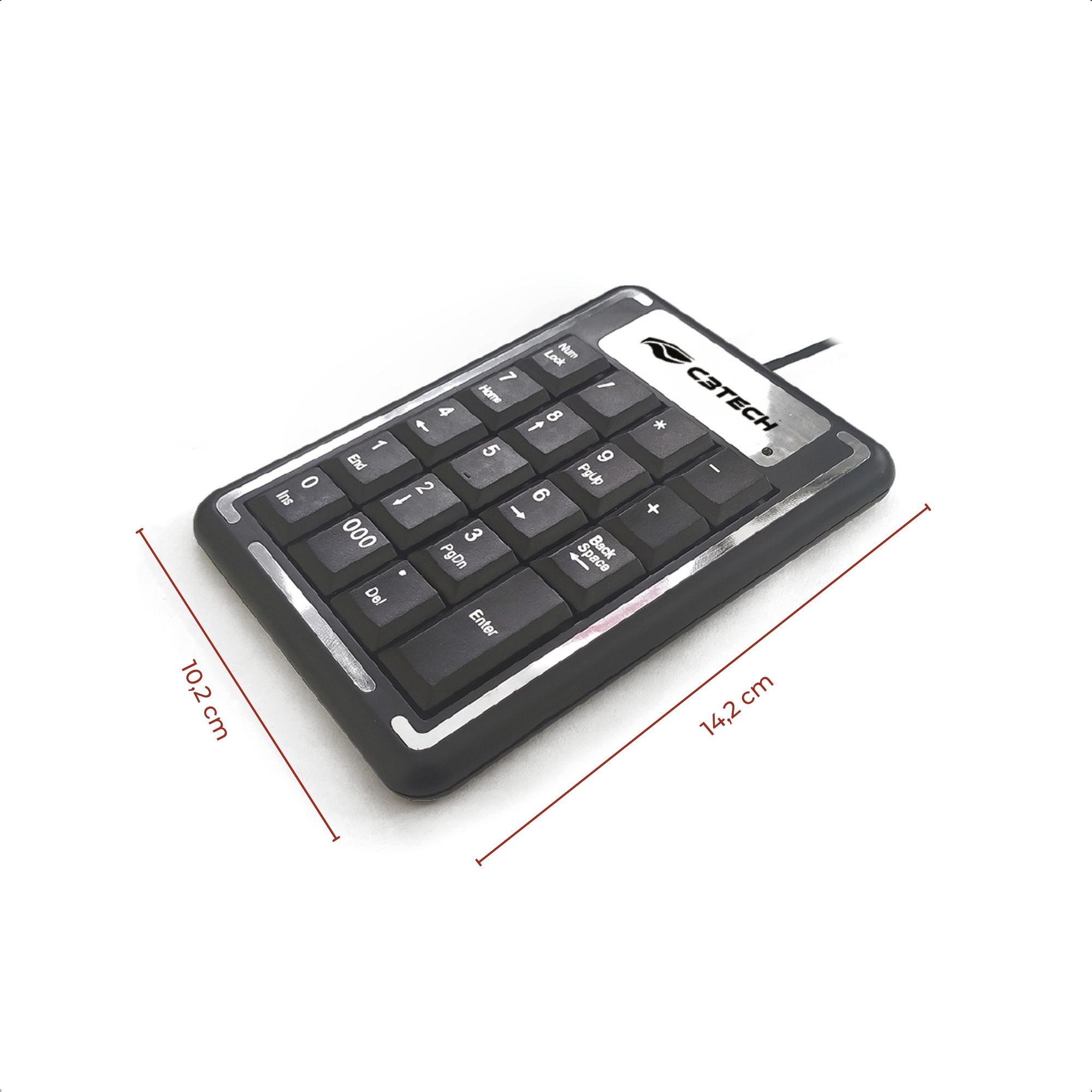 Teclado Numérico USB 1,20 Metros de Fio 19 Teclas para PC e Notebook - C3TECH KN-11BK