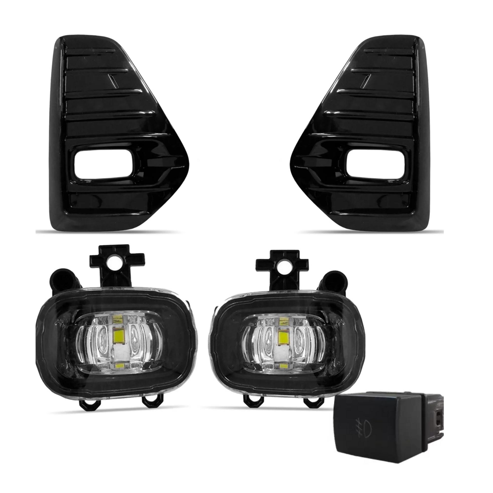 Kit Farol de Milha Kicks 2021 a 2024 Moldura Preta Botão Modelo Original Suits - STS321NS