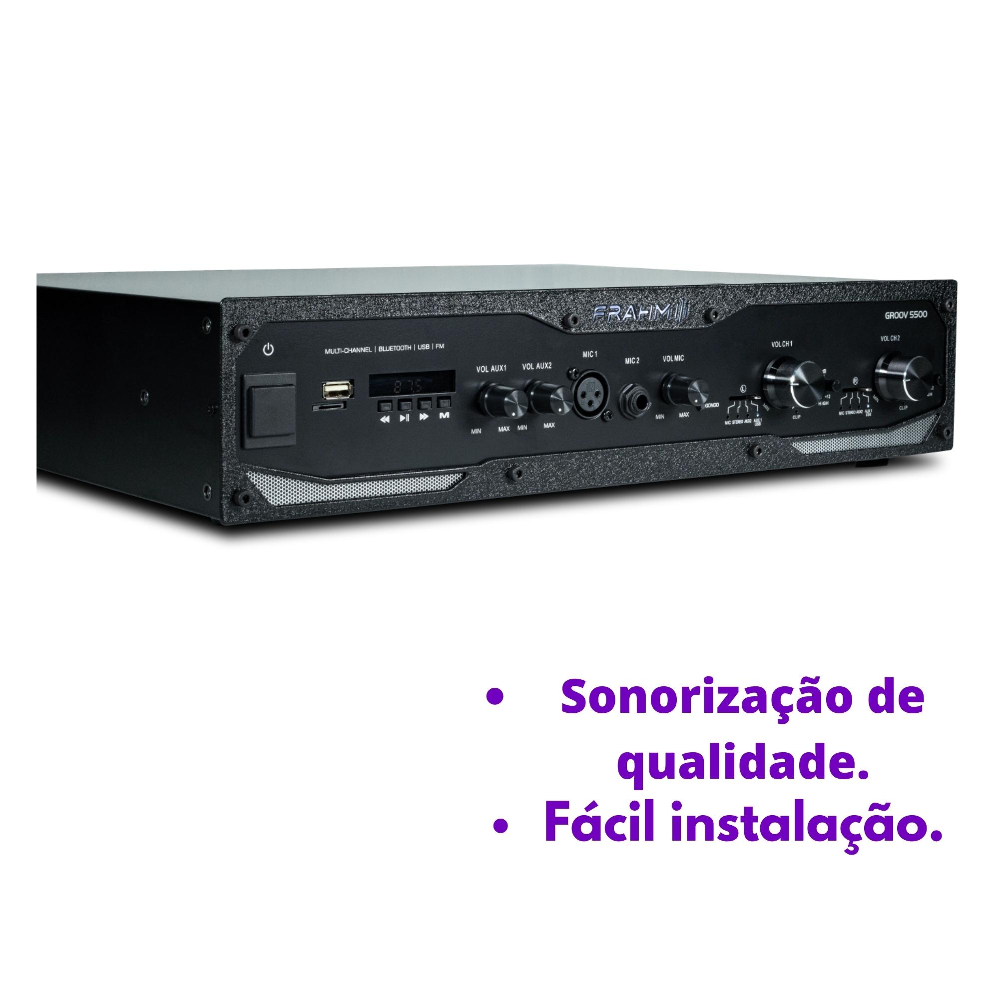 Amplificador Profissional GR 5500 BT G5 600W RMS 4 Ohms Som Ambiente Bivolt 100-240V Frahm 32319