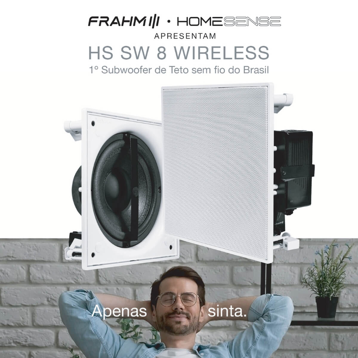 Caixa Subwoofer Teto sem Fio Wireless HS SW8 72W RMS 2,8 Ohms Bivolt Som Transmissor Frahm-32159