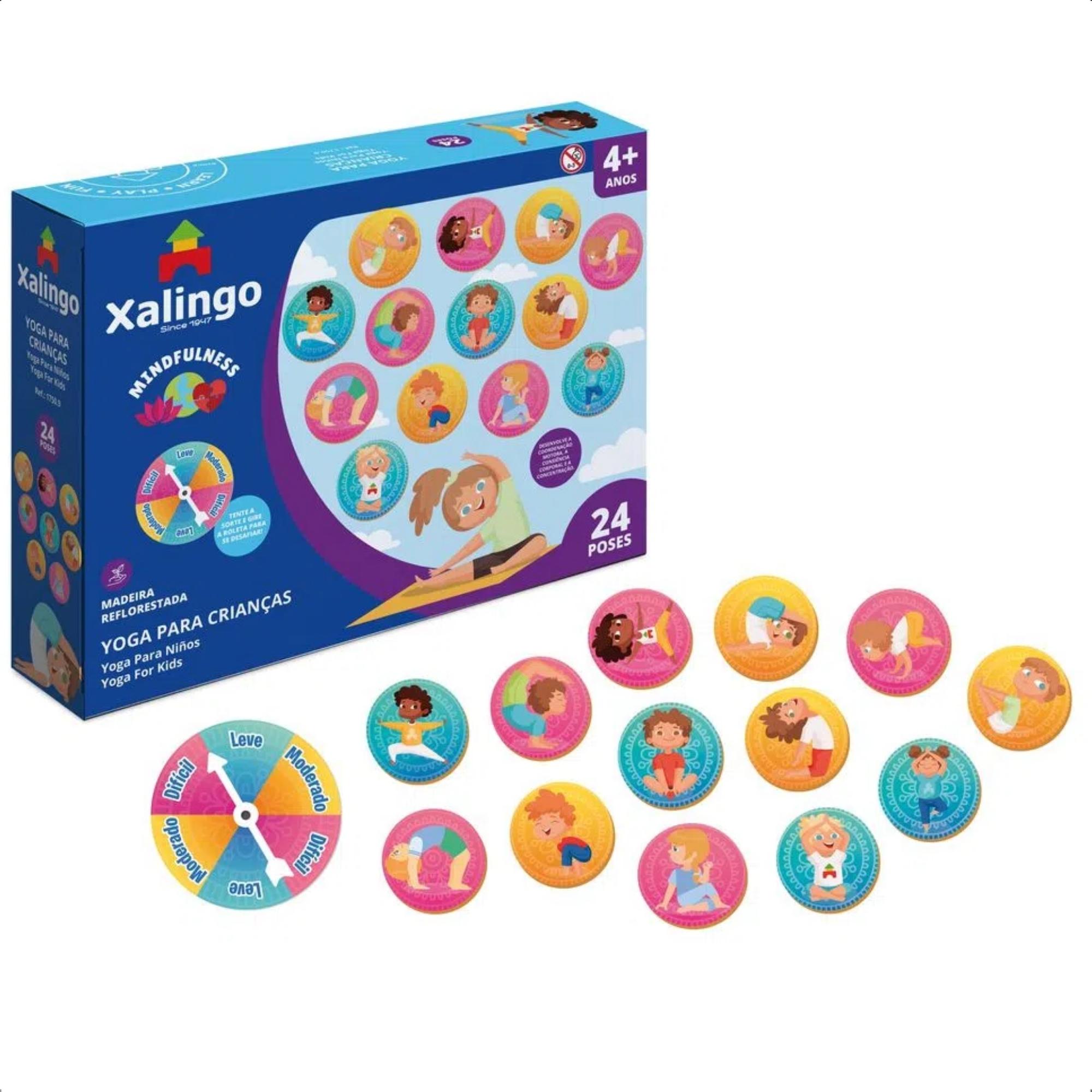 Brinquedo Jogo de Yoga para Crianças de Madeira 24 Peças com Poses para Brincar Xalingo - 17509