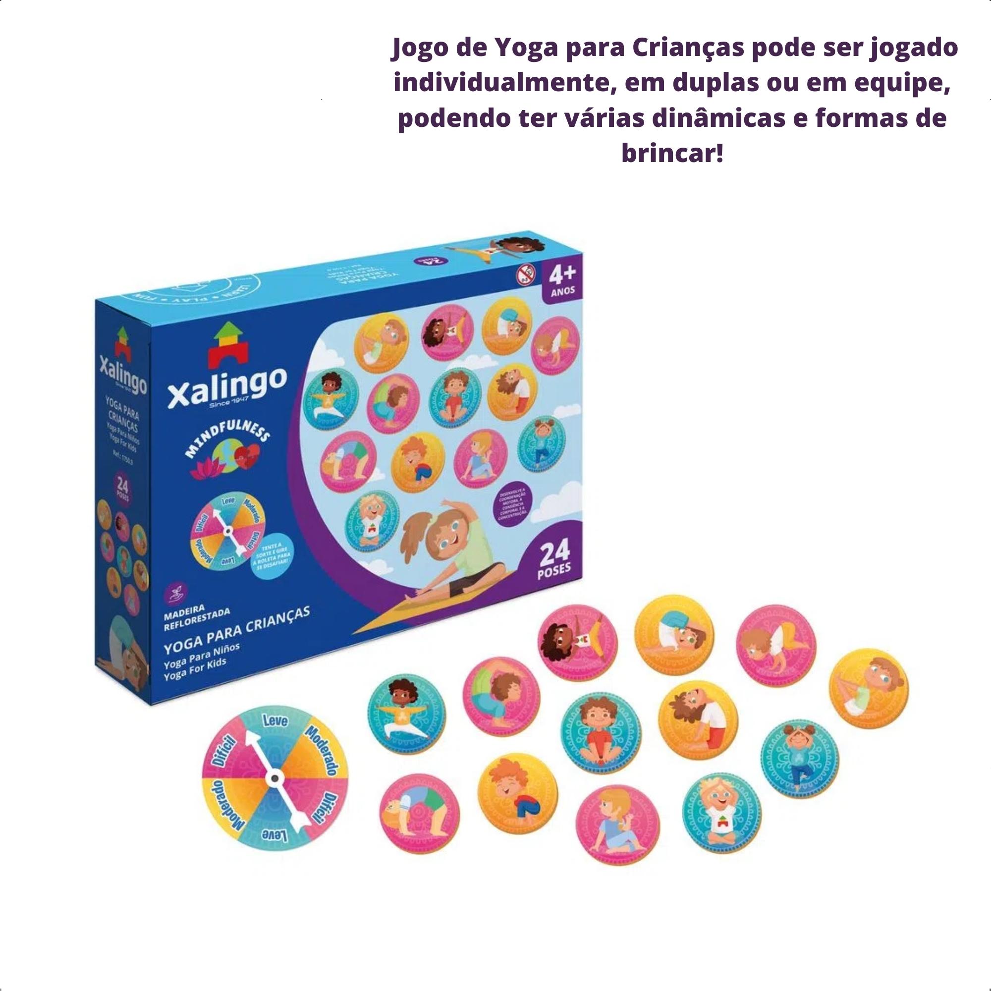 Brinquedo Jogo de Yoga para Crianças de Madeira 24 Peças com Poses para Brincar Xalingo - 17509