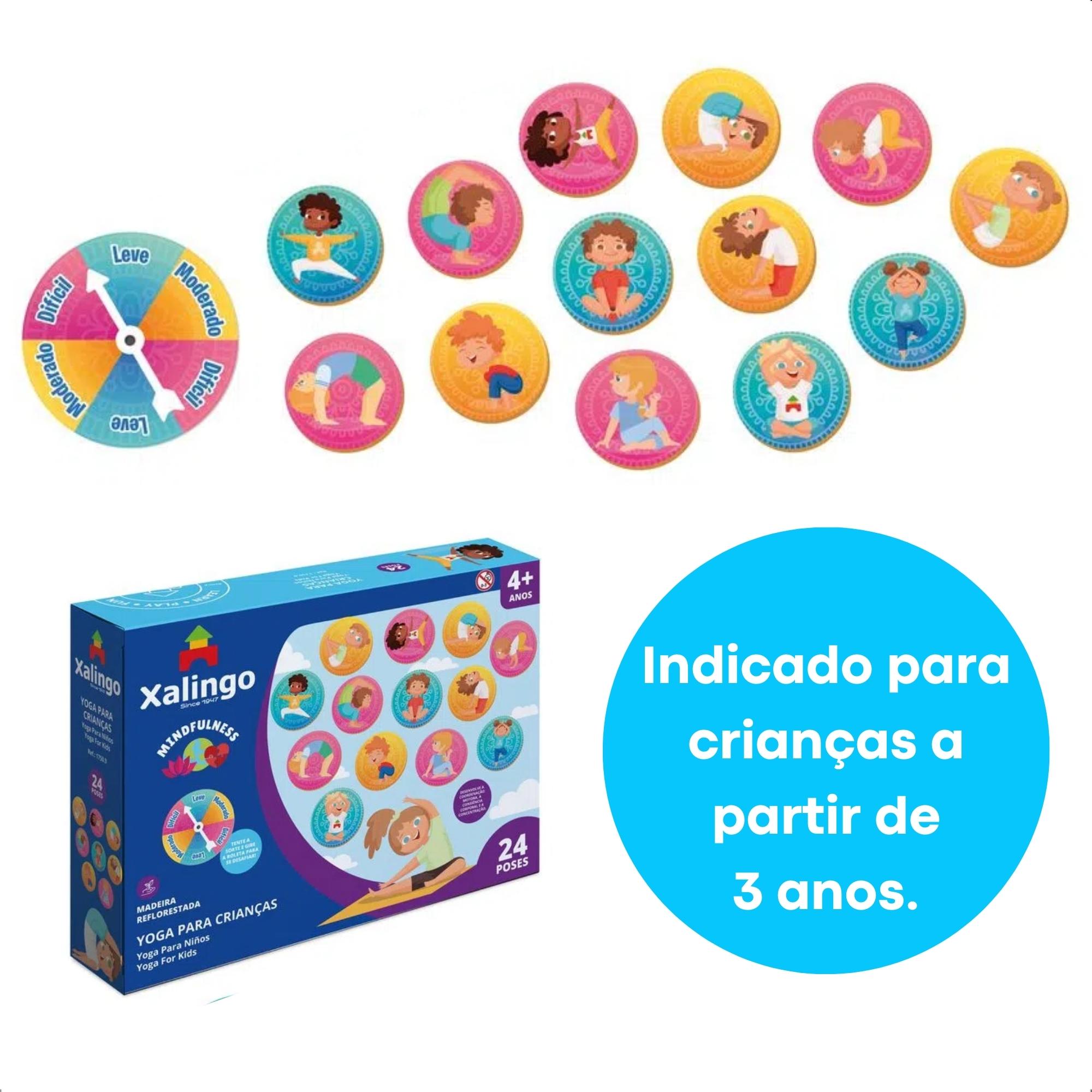 Brinquedo Jogo de Yoga para Crianças de Madeira 24 Peças com Poses para Brincar Xalingo - 17509