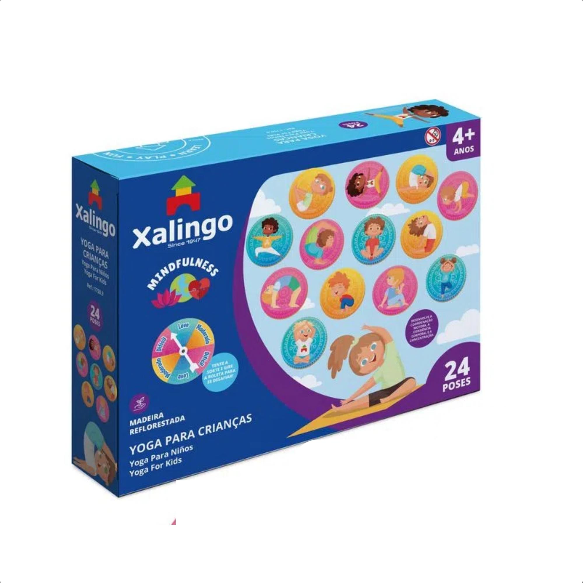 Brinquedo Jogo de Yoga para Crianças de Madeira 24 Peças com Poses para Brincar Xalingo - 17509