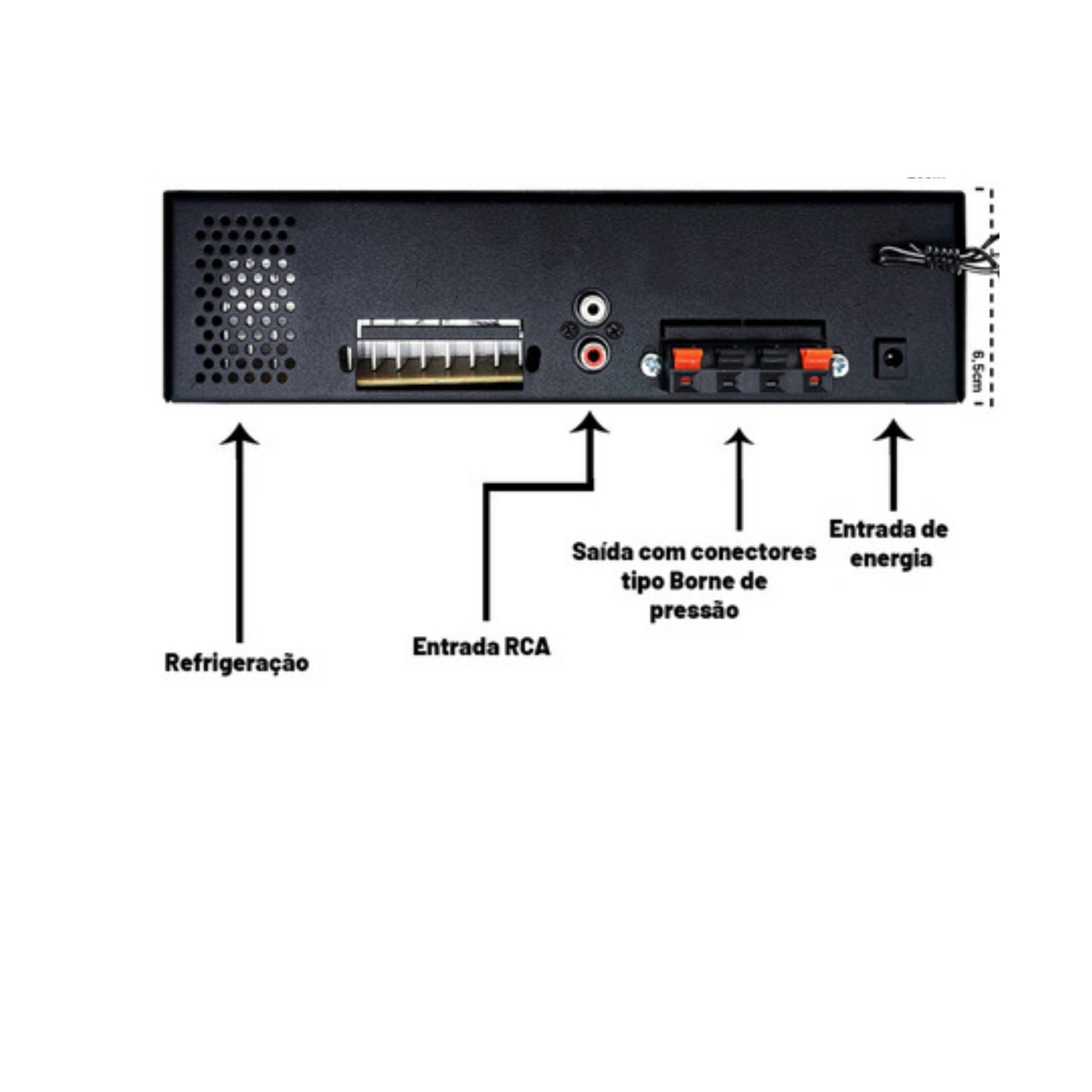 Amplificador Receiver Orion BT 300w e AUX 02 CH RC5000 Preto Bivolt automático - 2AMP5000B