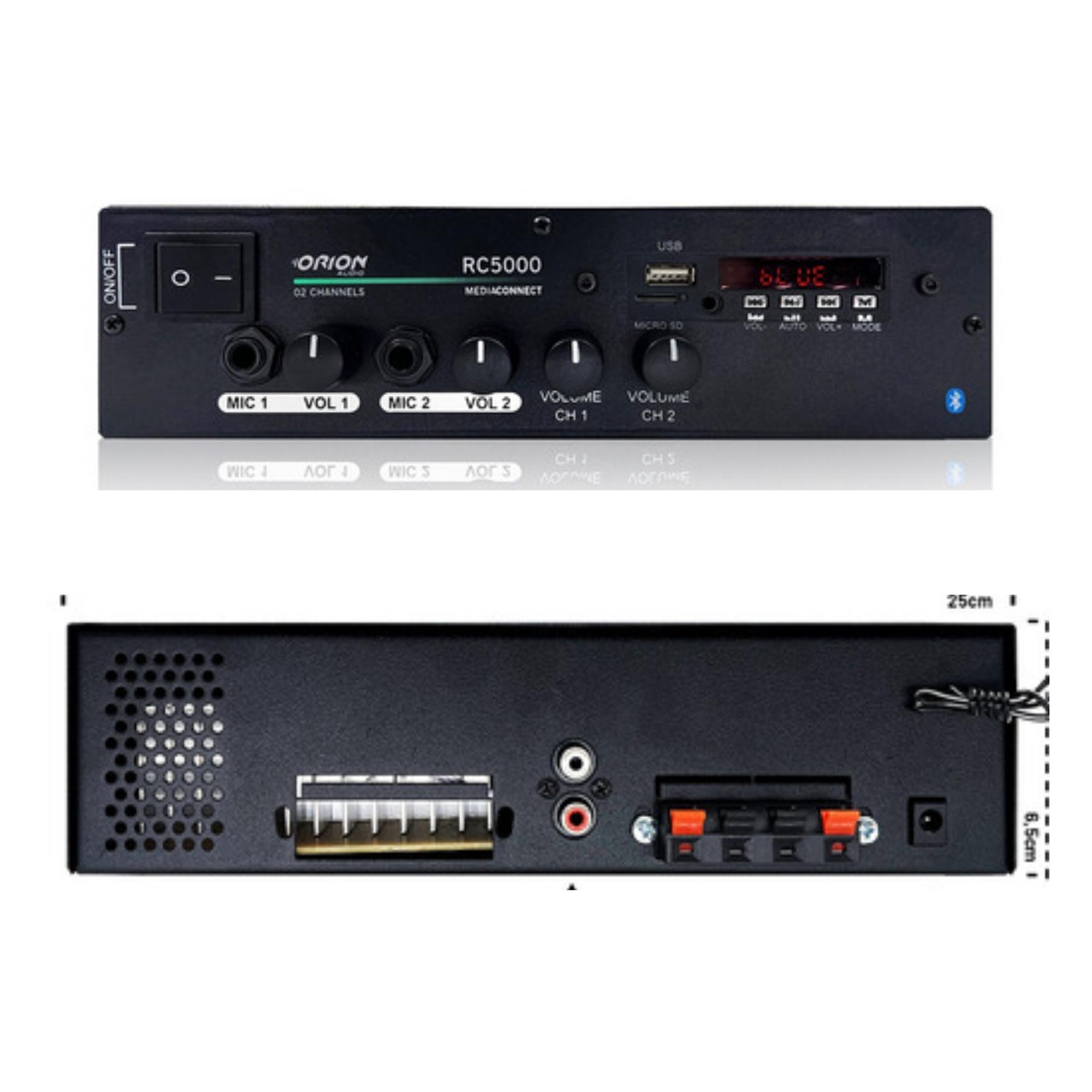 Amplificador Receiver Orion BT 300w e AUX 02 CH RC5000 Preto Bivolt automático - 2AMP5000B