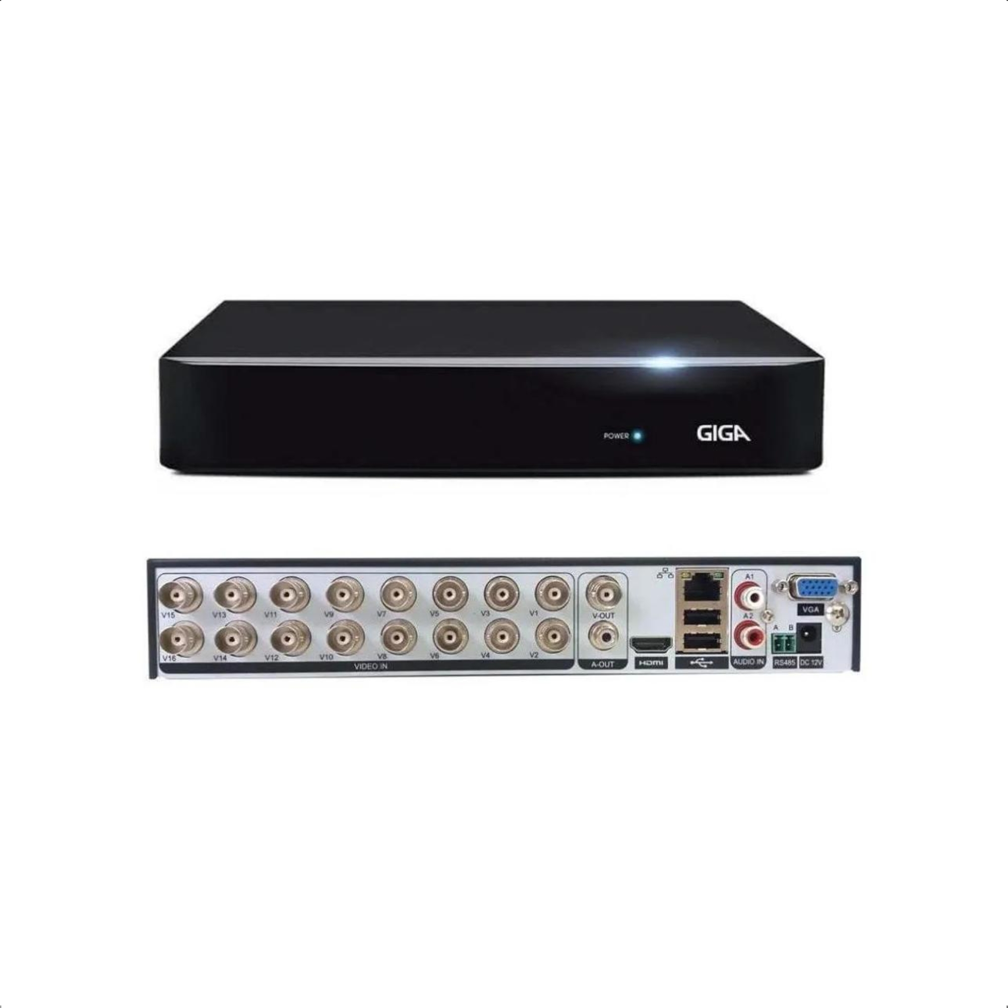 Gravador HVR 1080P Híbrido 16 Canais com Saída BNC M3 Suporta Câmera Analógica HD Full HD Câmera IP - Giga GS0488
