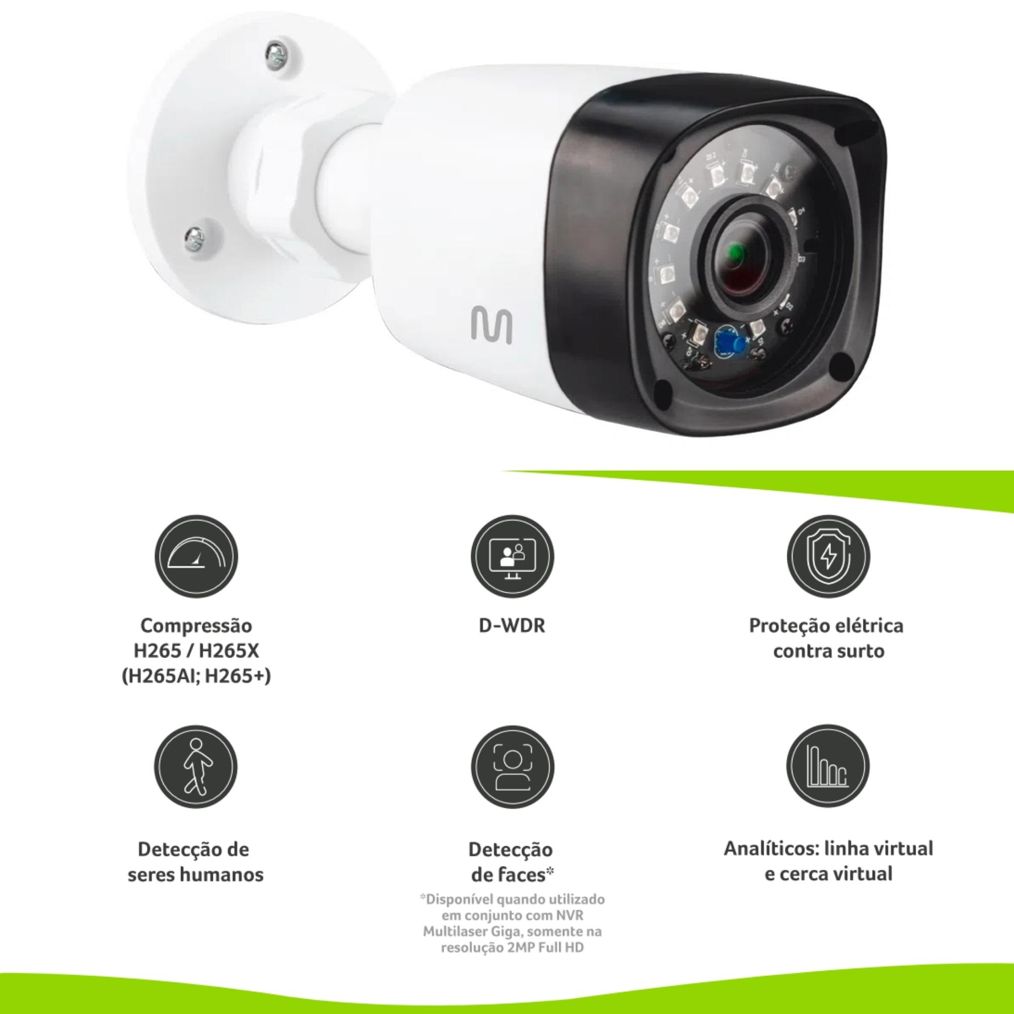 Câmera IP Bullet Plástica POE 3MP 2.8MM Infra 30M DWDR Proteção chuva Giga-GS0371A M1 IB330