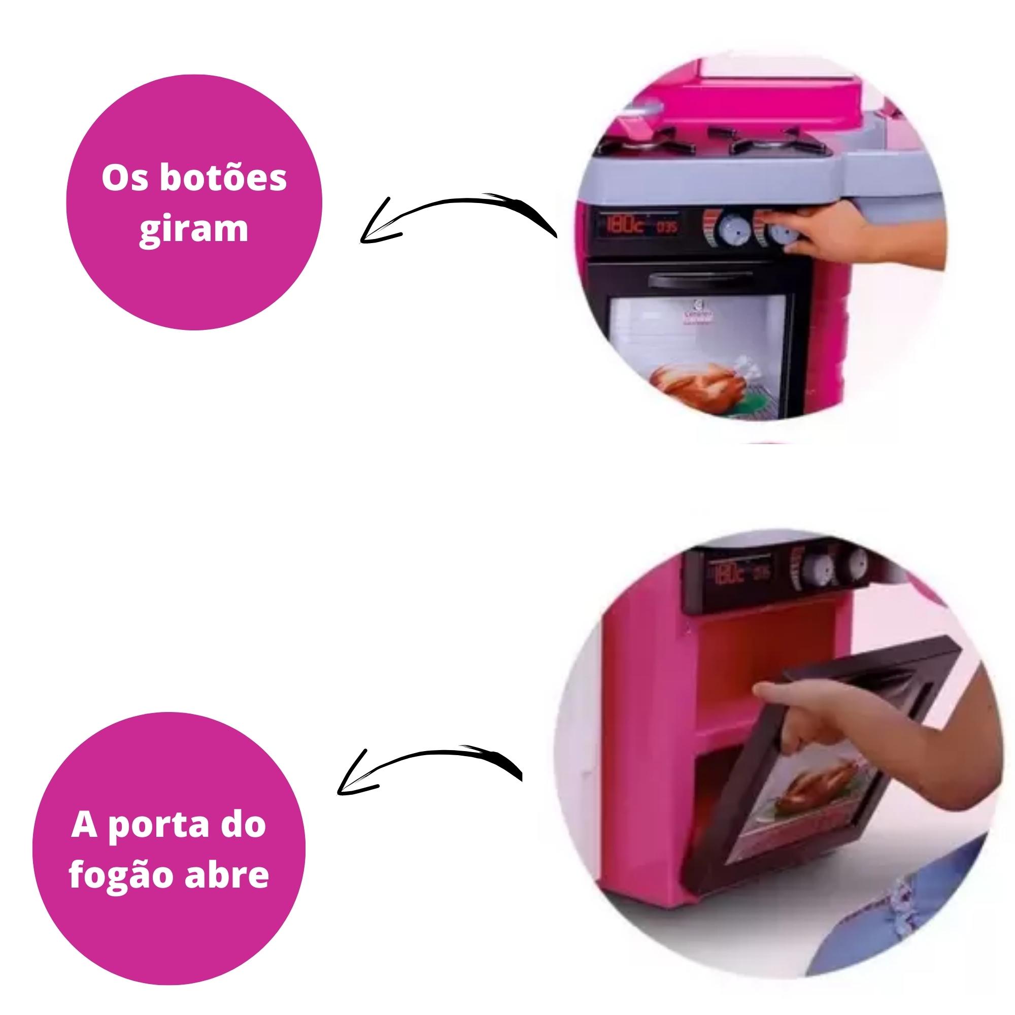 Brinquedo Cozinha Classic Cotiplas Rosa c/ Armário Pia Fogão Geladeira e Acessórios - 1601