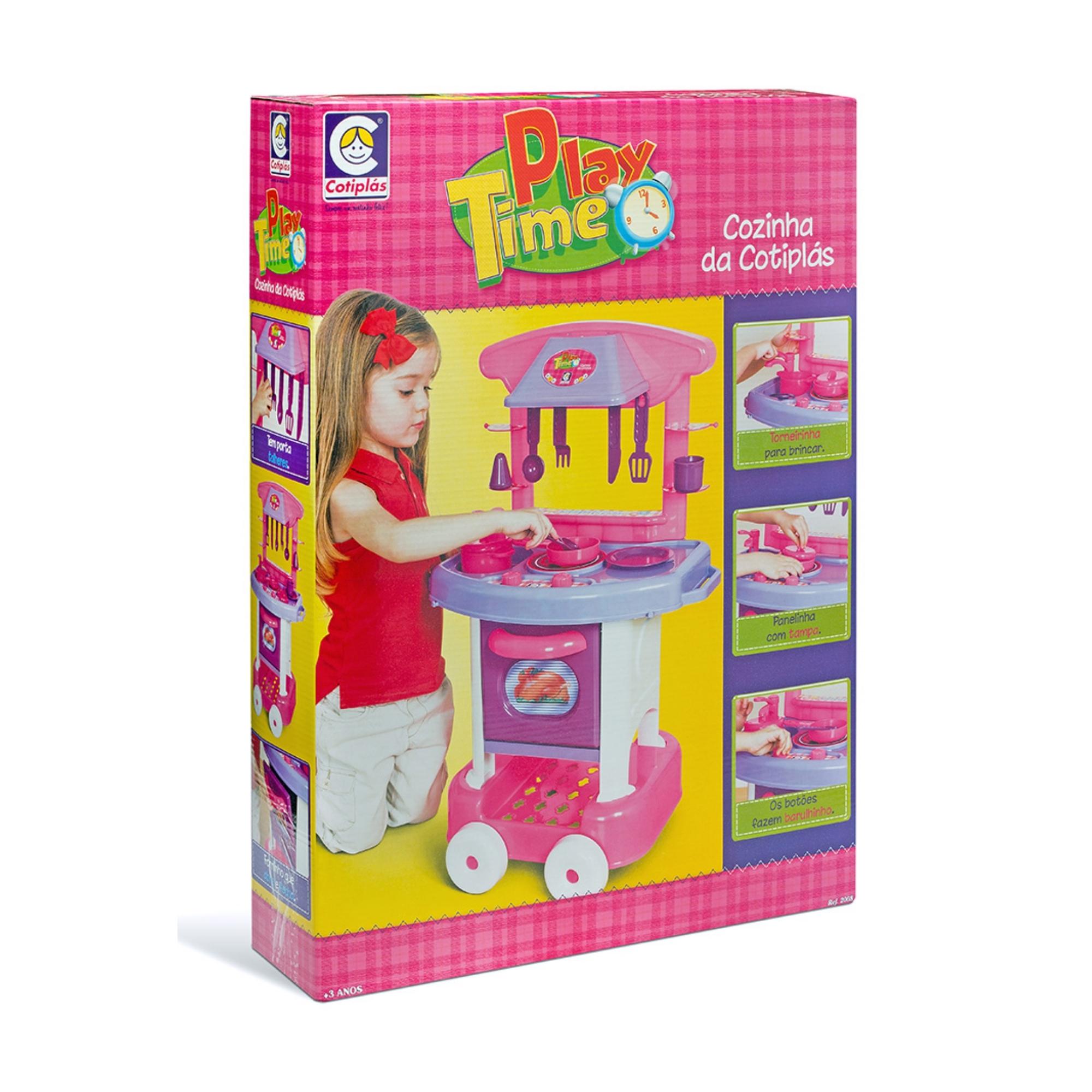 Brinquedo Cozinha Play Time 71cm em Plástico c/ Forninho e Acessórios Cotiplas - 2008