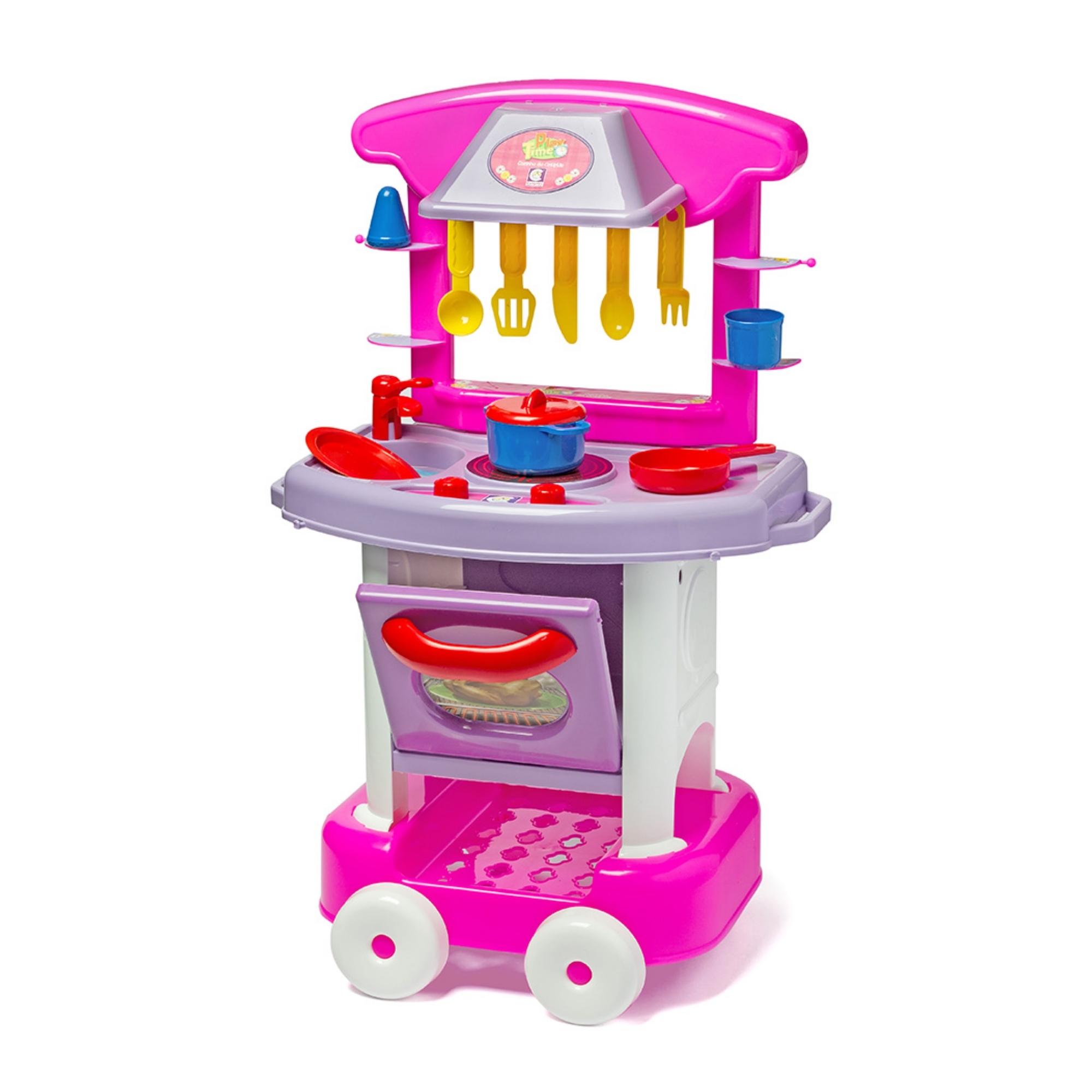 Brinquedo Cozinha Play Time 71cm em Plástico c/ Forninho e Acessórios Cotiplas - 2008