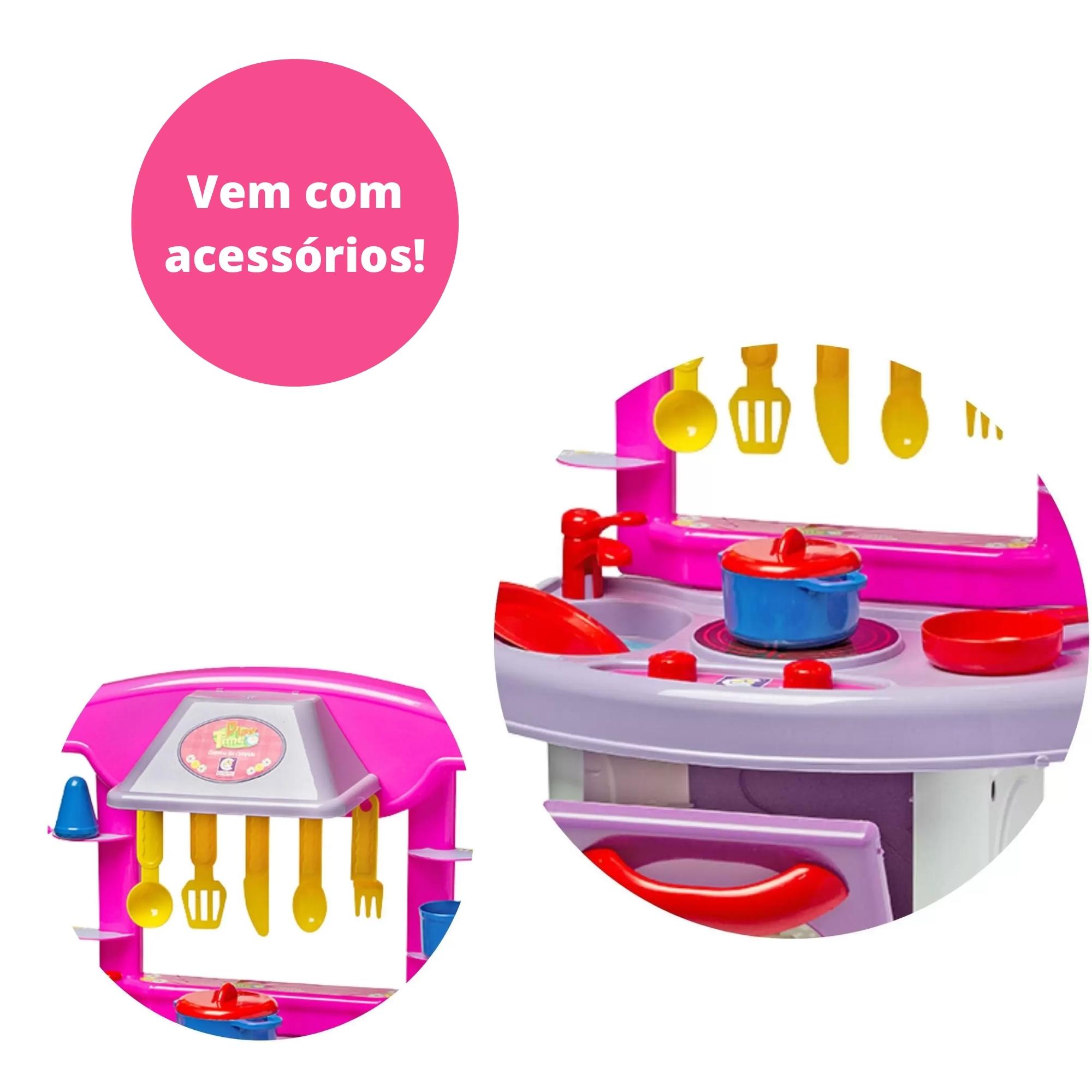 Brinquedo Cozinha Play Time 71cm em Plástico c/ Forninho e Acessórios Cotiplas - 2008
